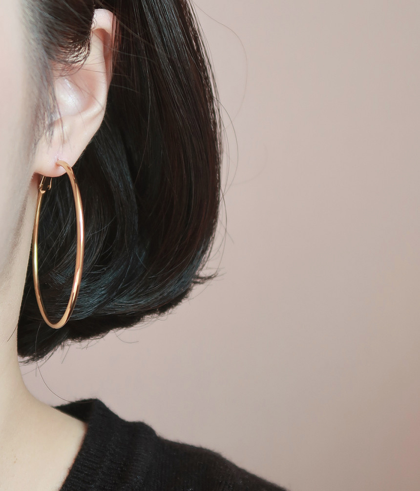🖤써지컬(6size)🖤당일발송! 원터치 써지컬스틸 링귀걸이 3cm/4cm/5cm/6cm/7cm/8cm 상세 이미지 15