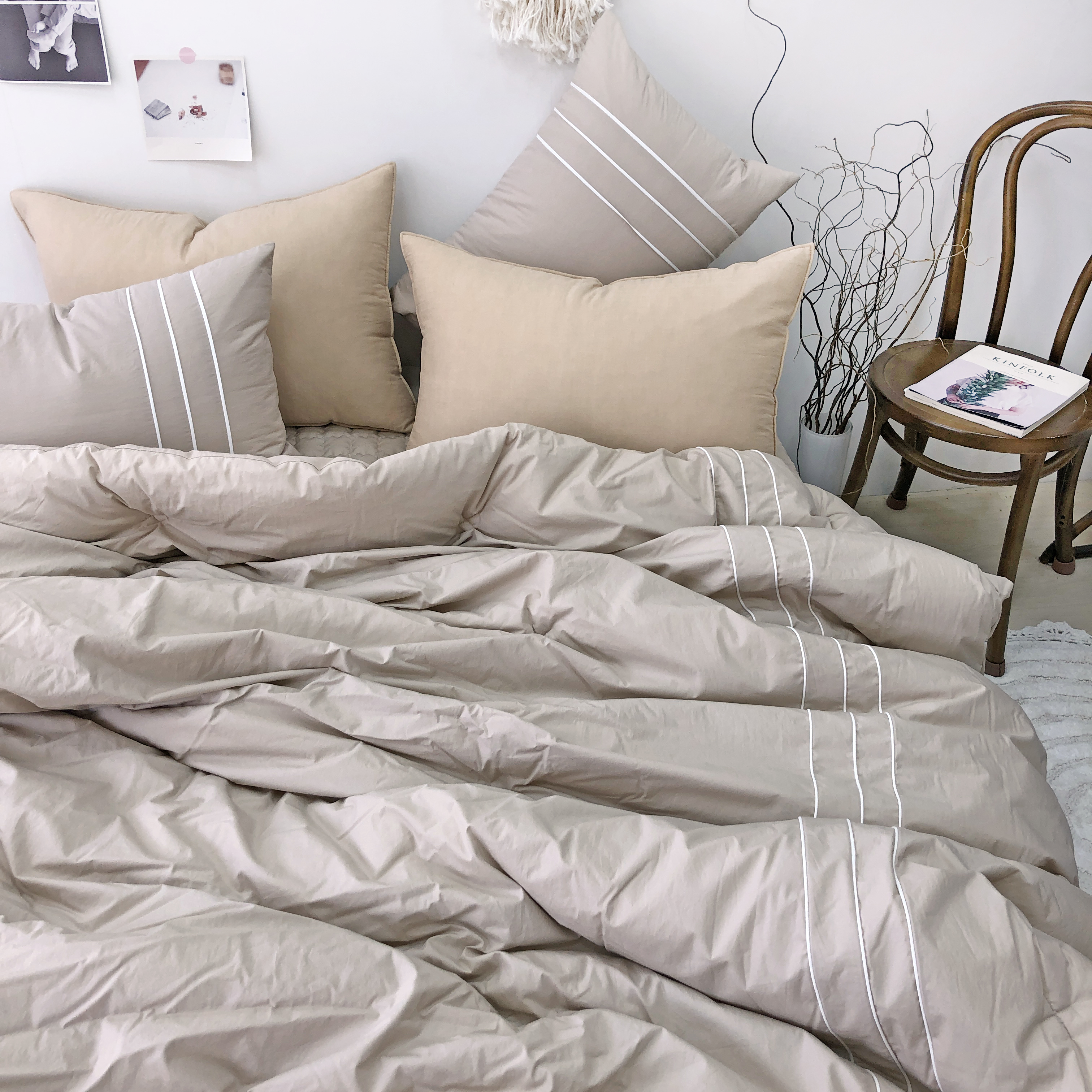 사각사각 라인 고밀도 먼지 없는 바이오워싱 호텔 침구 신혼 사계절 차렵 이불 S/SS