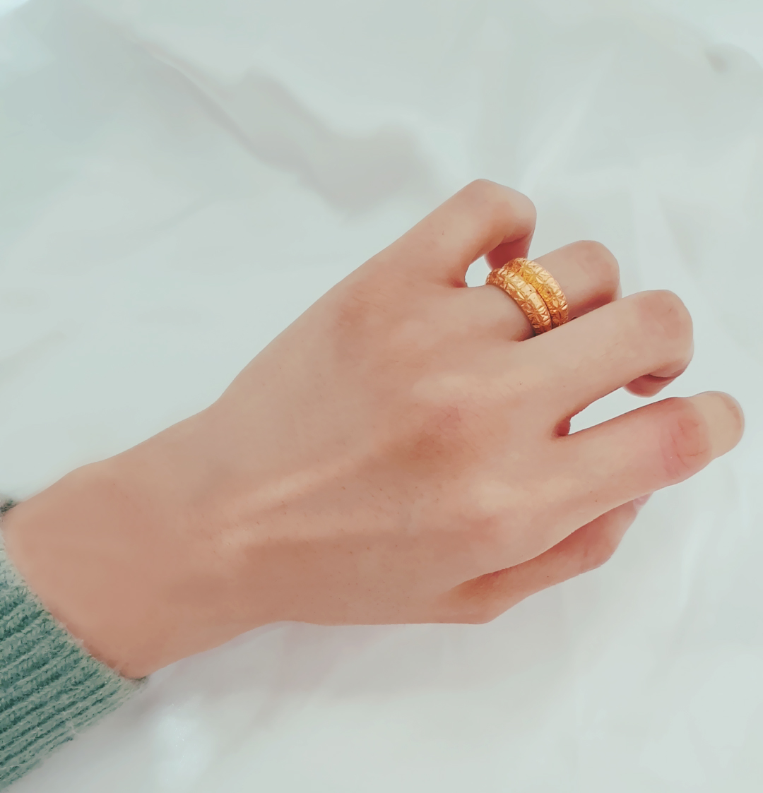 24k 3D 라운드 컷팅 쌍가락지 반지 11.25g