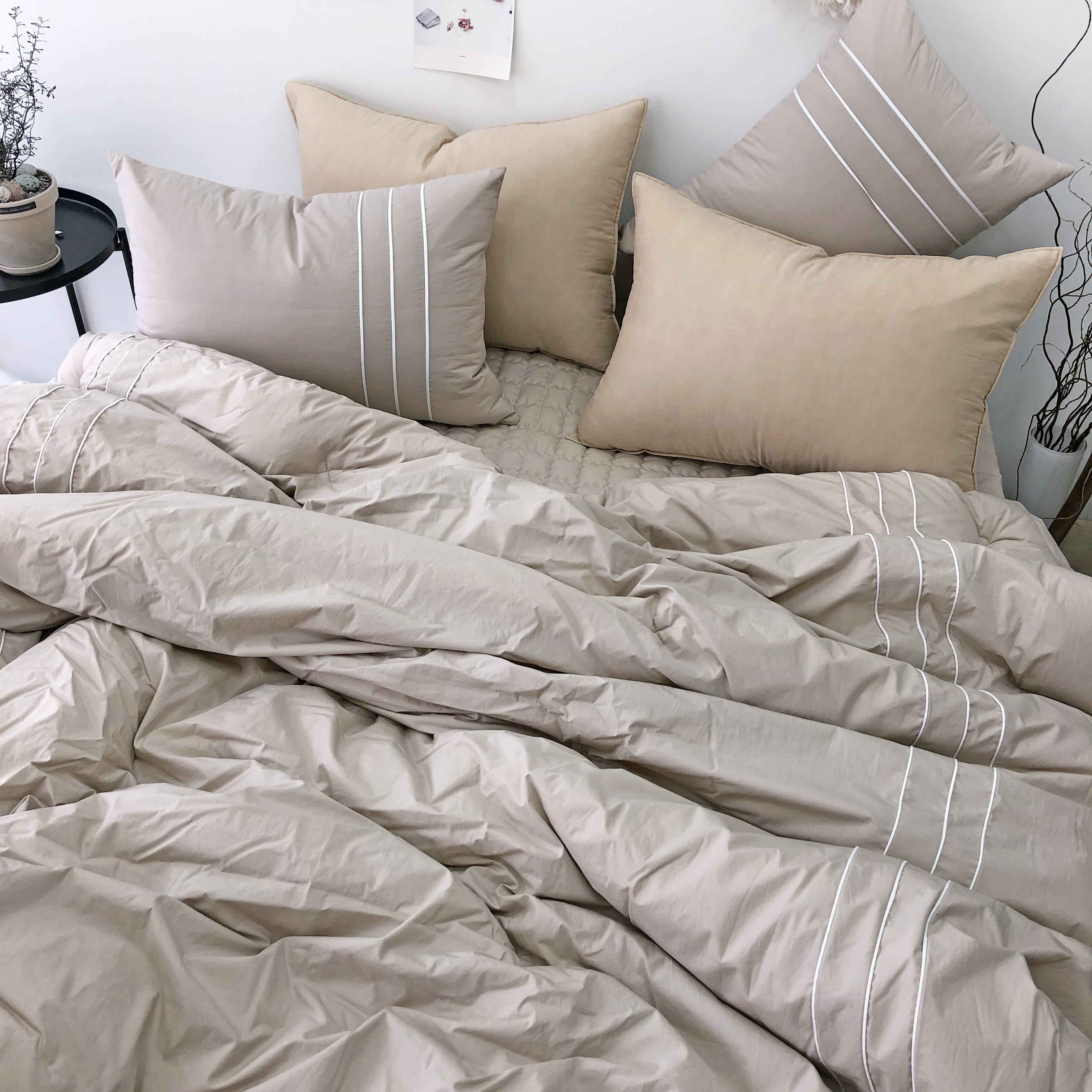 사각사각 라인 고밀도 먼지 없는 바이오워싱 호텔 침구 신혼 사계절 차렵 이불 S/SS