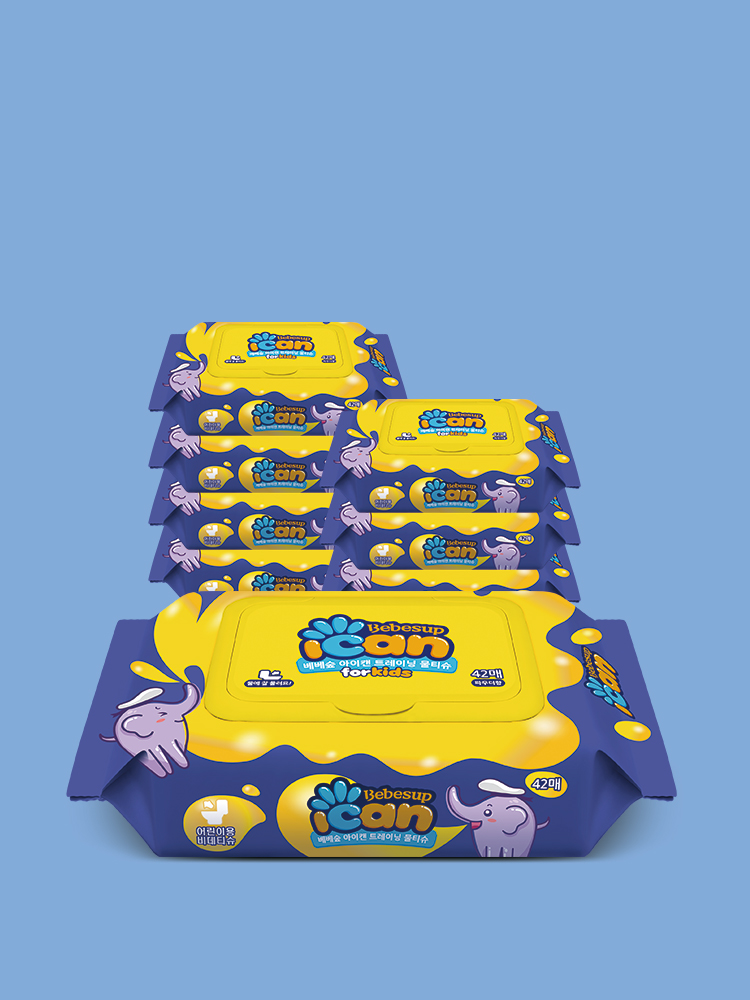 [베베숲] 아이캔 트레이닝 비데물티슈 42매 캡 9팩