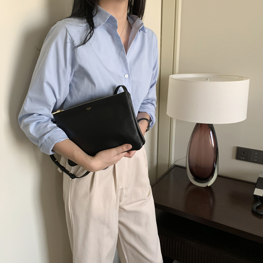 기본 면 카라 레이어드 루즈핏 여성 셔츠 봄 코튼셔츠 여자남방 소라색 하늘색 화이트 핑크 이미지 3