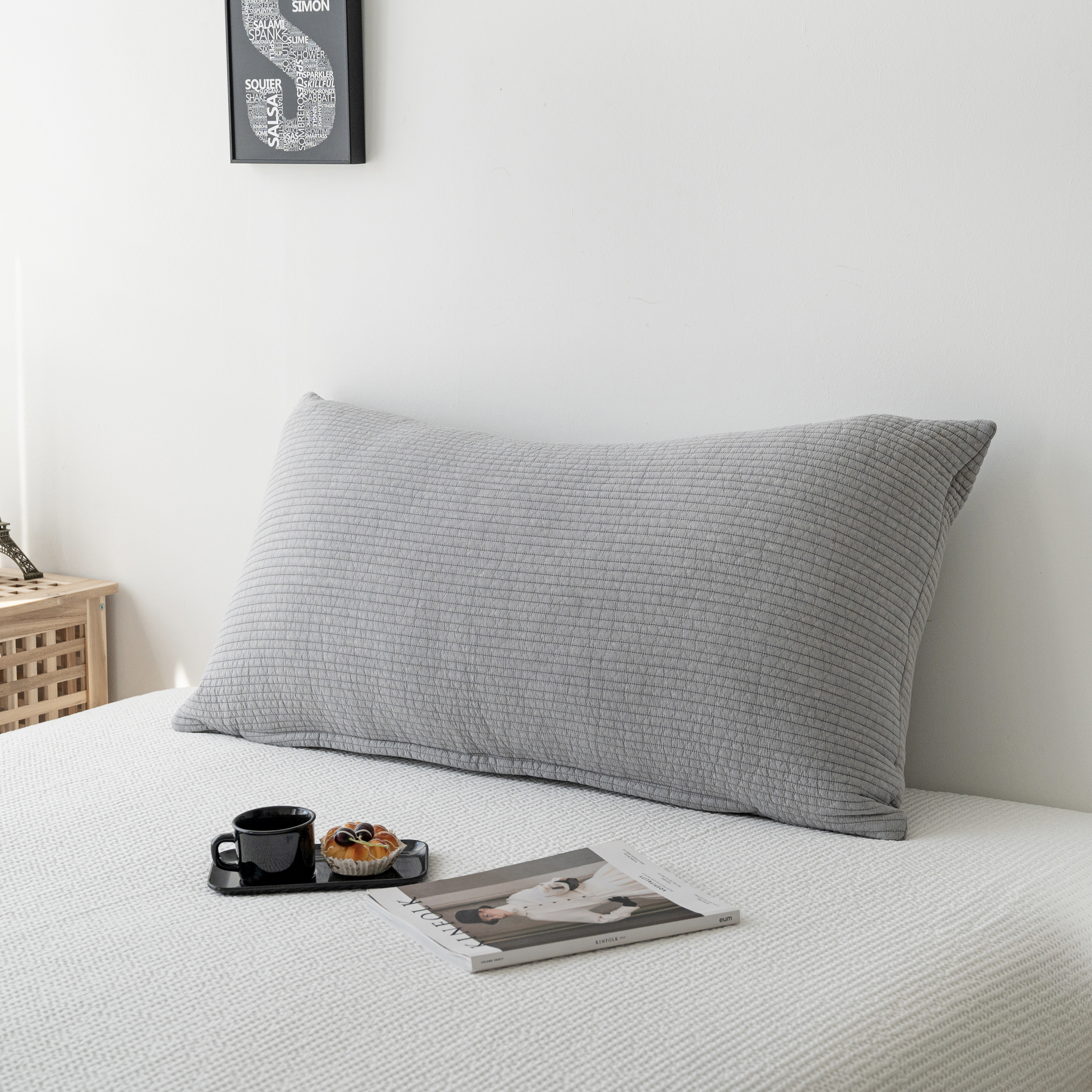 피그먼트 60수 줄누빔 등받이쿠션 소파 침대 대형베개 알러지케어 등쿠션 솜포함