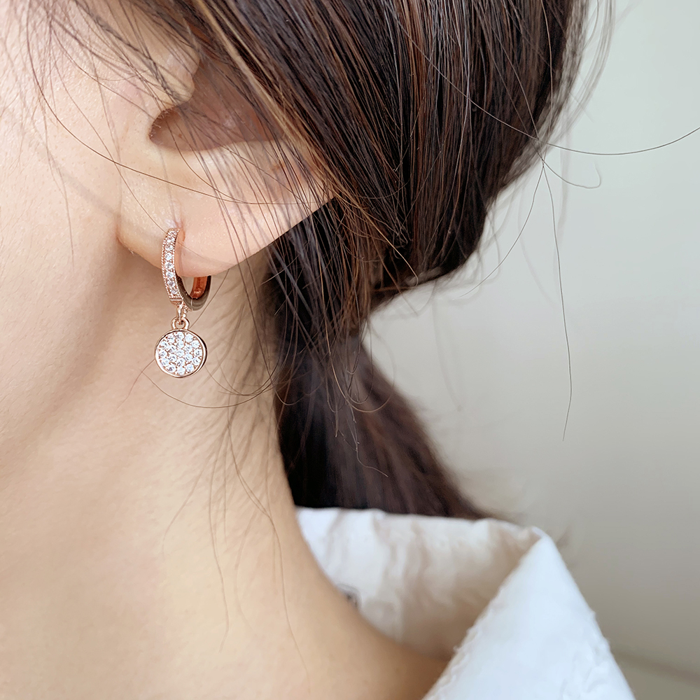 14K 금침 큐빅 팬던트 원터치 링 골드핀 귀걸이