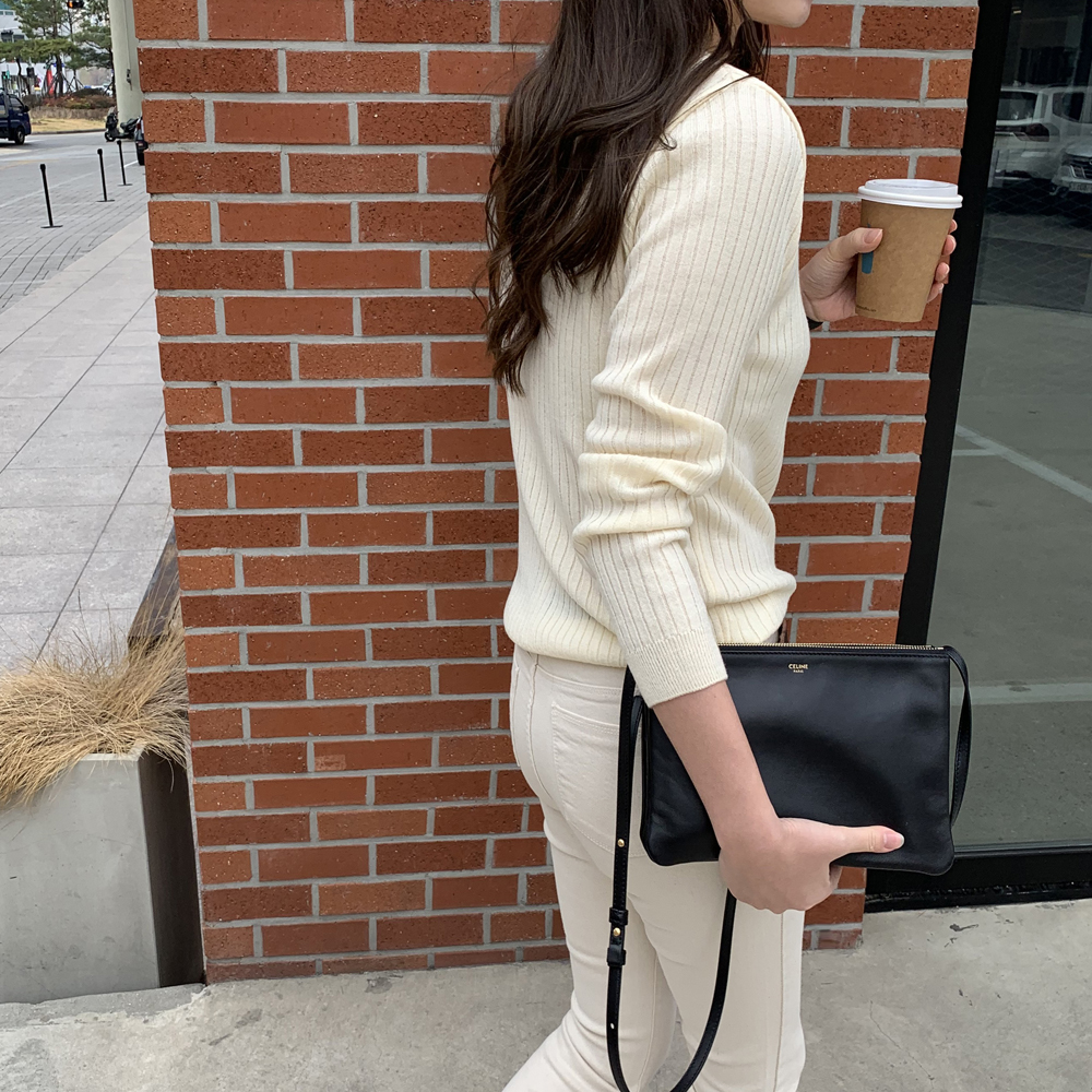 슬림핏 여성 면바지 스판 스키니 일자바지 밴딩 팬츠 베이지 아이보리 블랙 - 상세 이미지 4