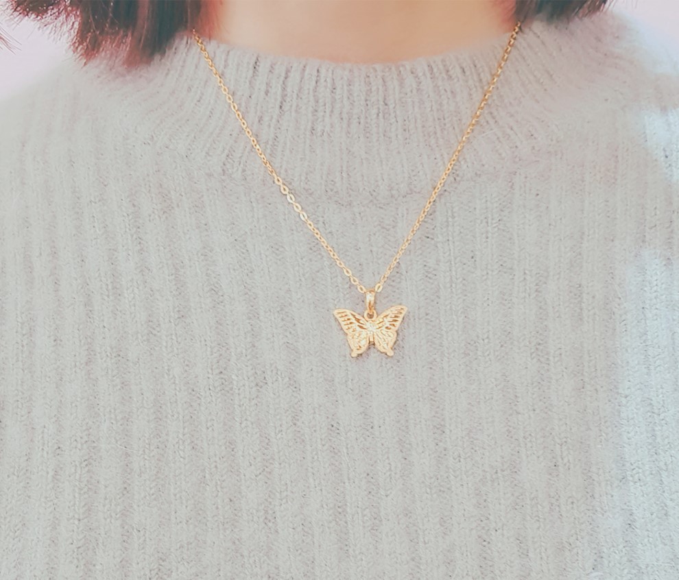 24k 2D 나비 컷팅 목걸이 7.5g 18k 장식 포함