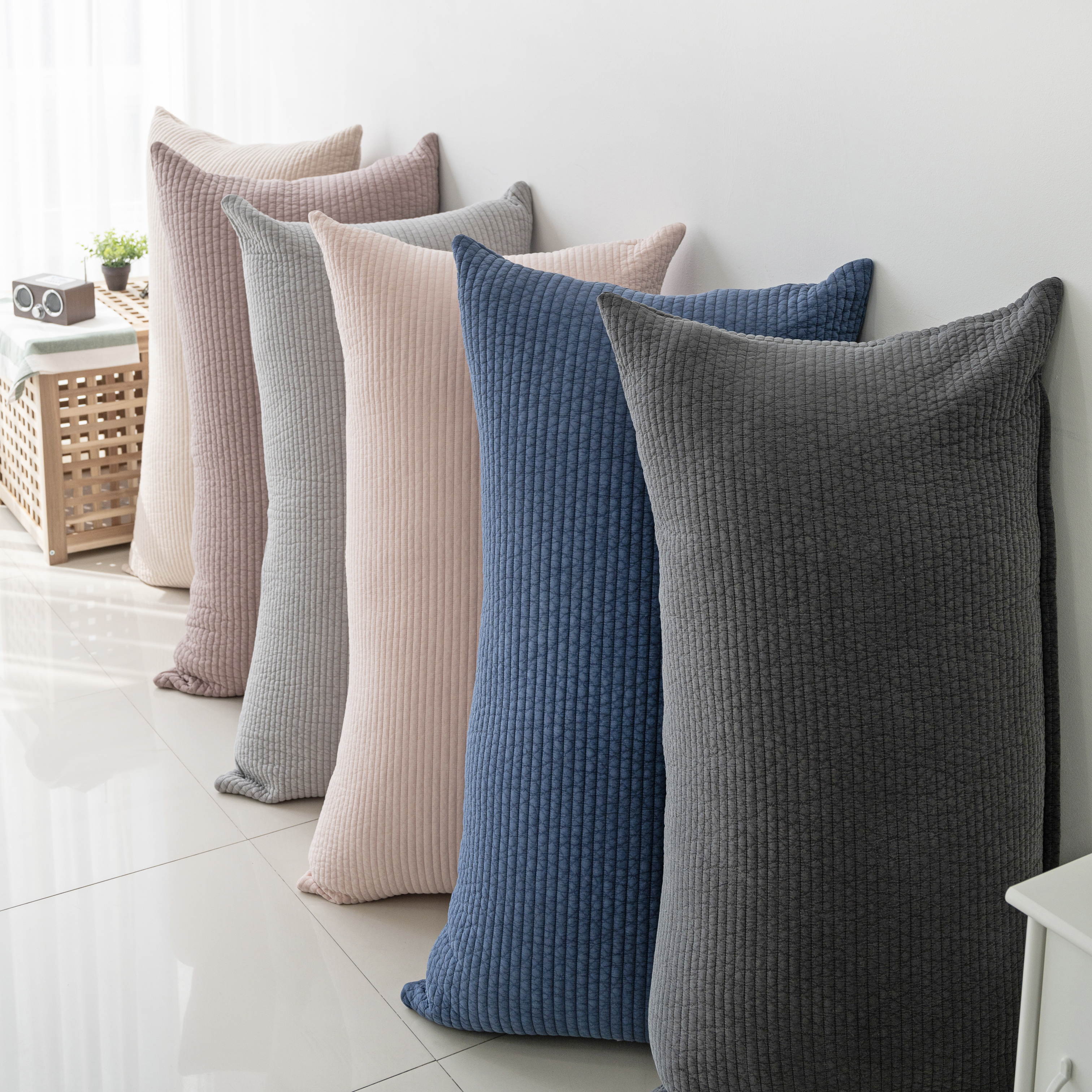 피그먼트 60수 줄누빔 등받이쿠션 소파 침대 대형베개 알러지케어 등쿠션 솜포함