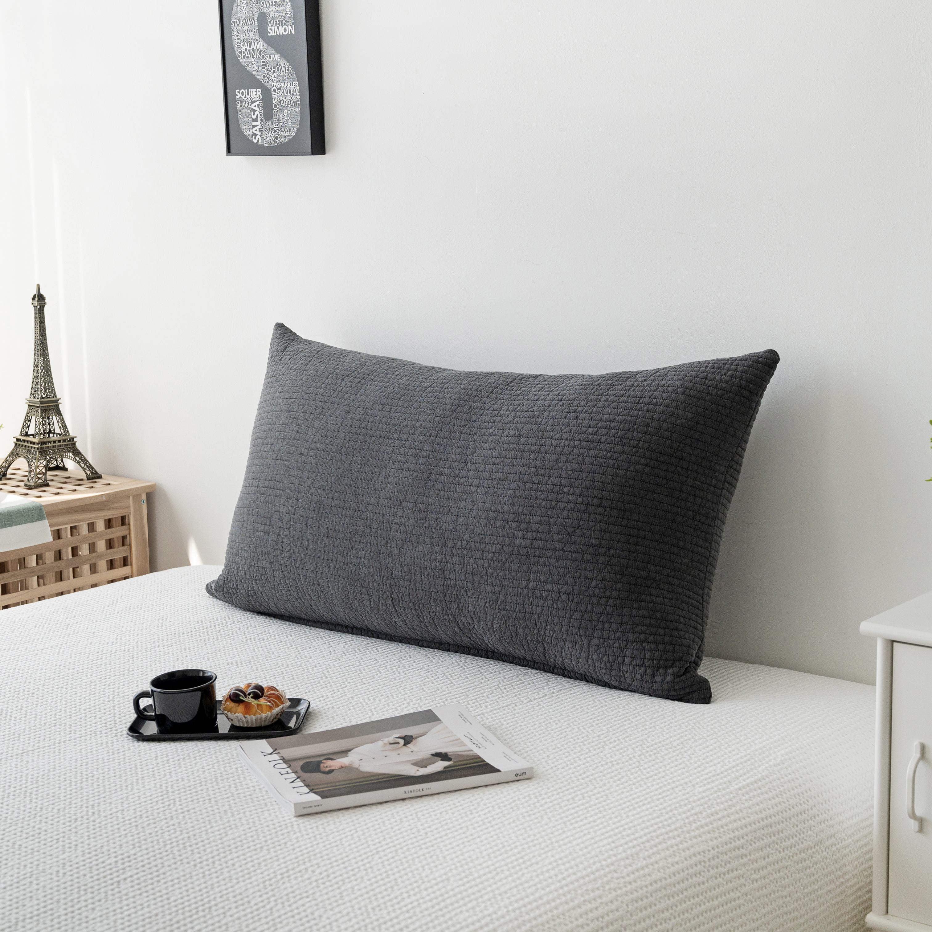 피그먼트 60수 줄누빔 등받이쿠션 소파 침대 대형베개 알러지케어 등쿠션 솜포함