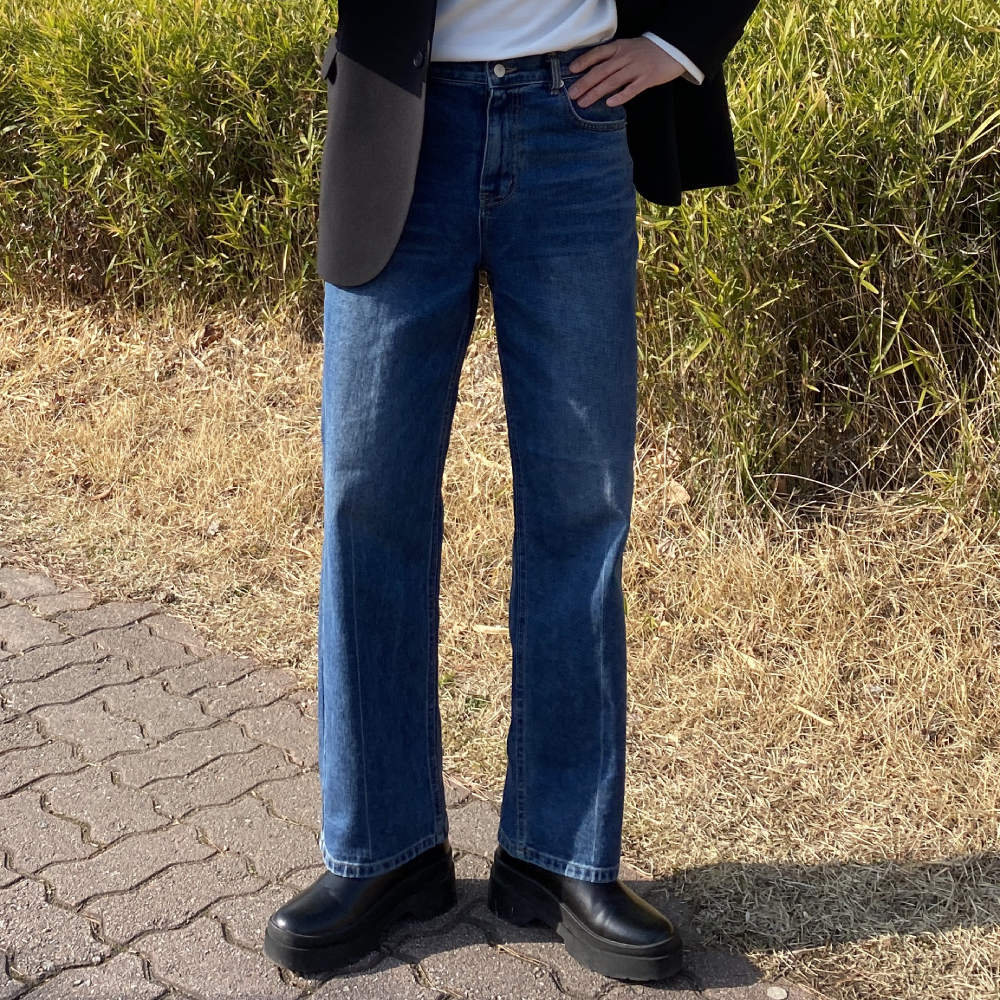 통 넓은 와이드 진청 중청 부츠컷 통큰 청바지 남자 - 상세 이미지 5