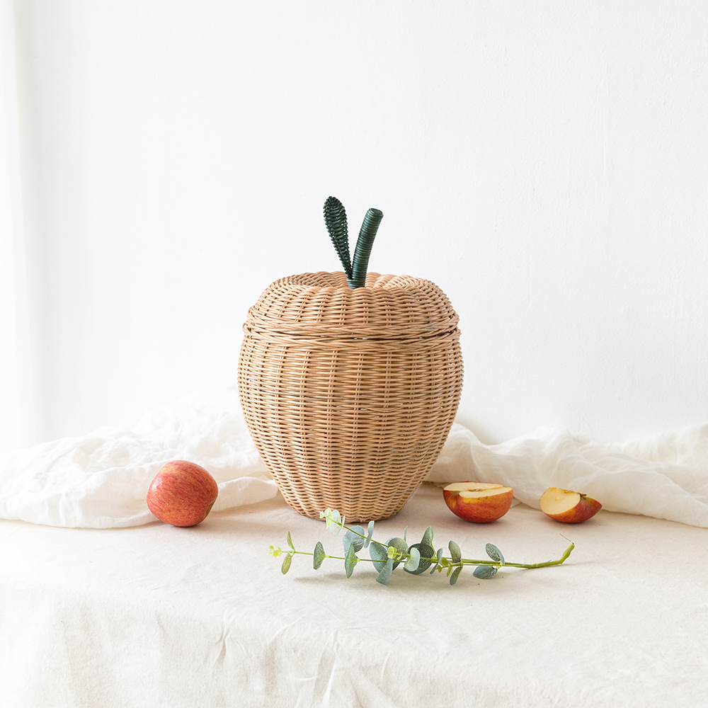 라탄 장난감바구니 수납 바스켓 정리 과일모양 원형 옷 야채 소품 머쉬룸