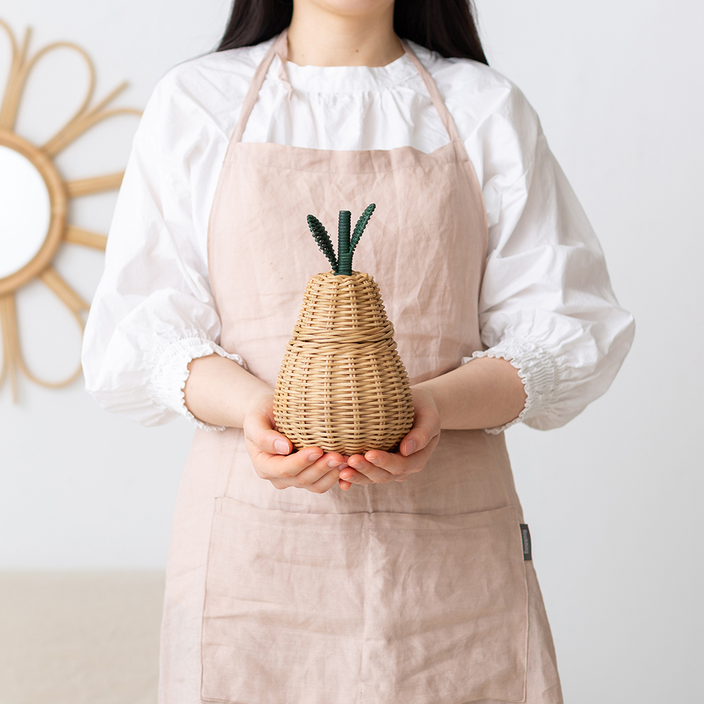 라탄 서양배 수납 장난감바구니 바스켓 정리 라탄트레이 원형 옷 과일 소