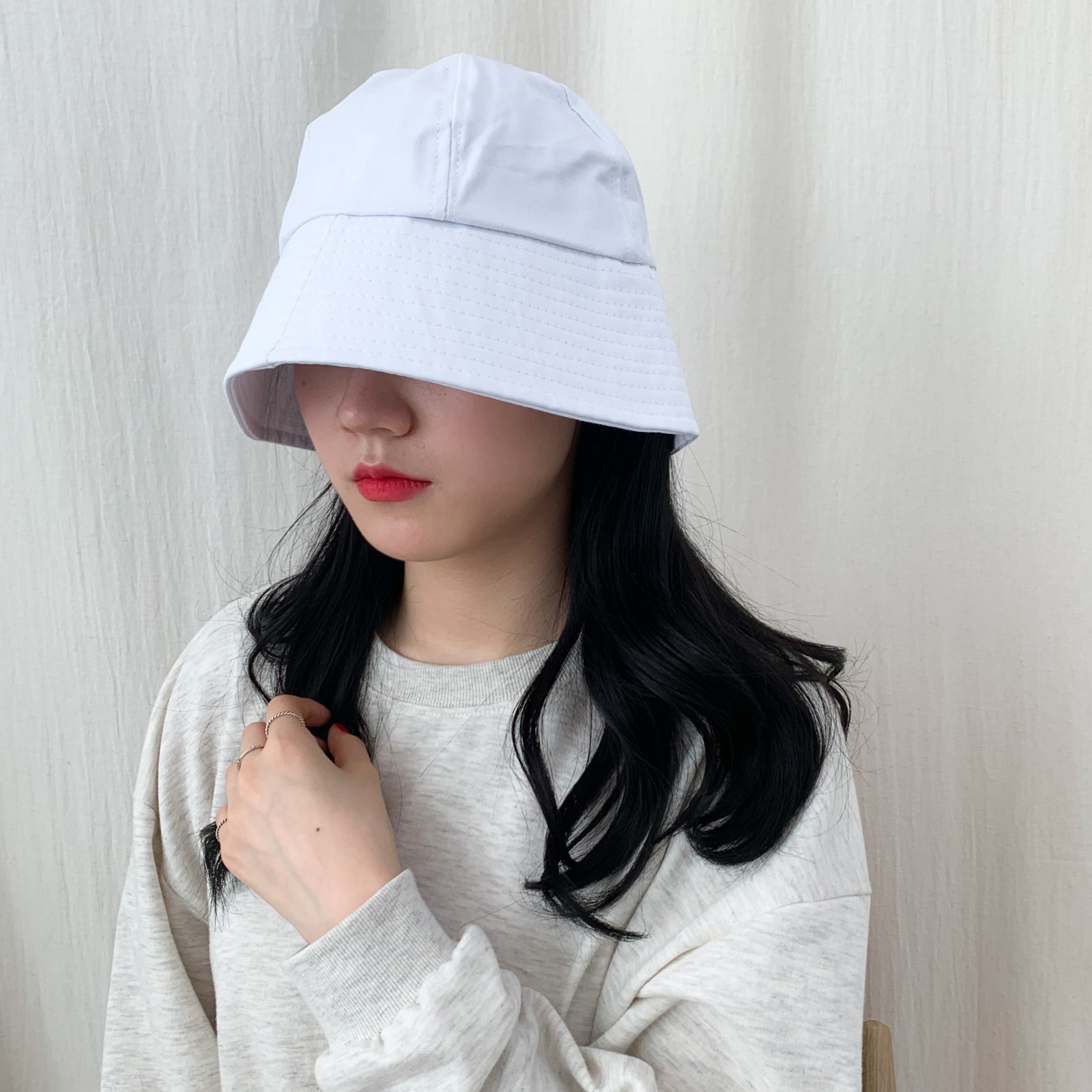 [당일출고!!/1+1] 캐주얼 둥근 버킷햇 벙거지 코튼 챙 벙거지 모자 3color 상세 이미지 32