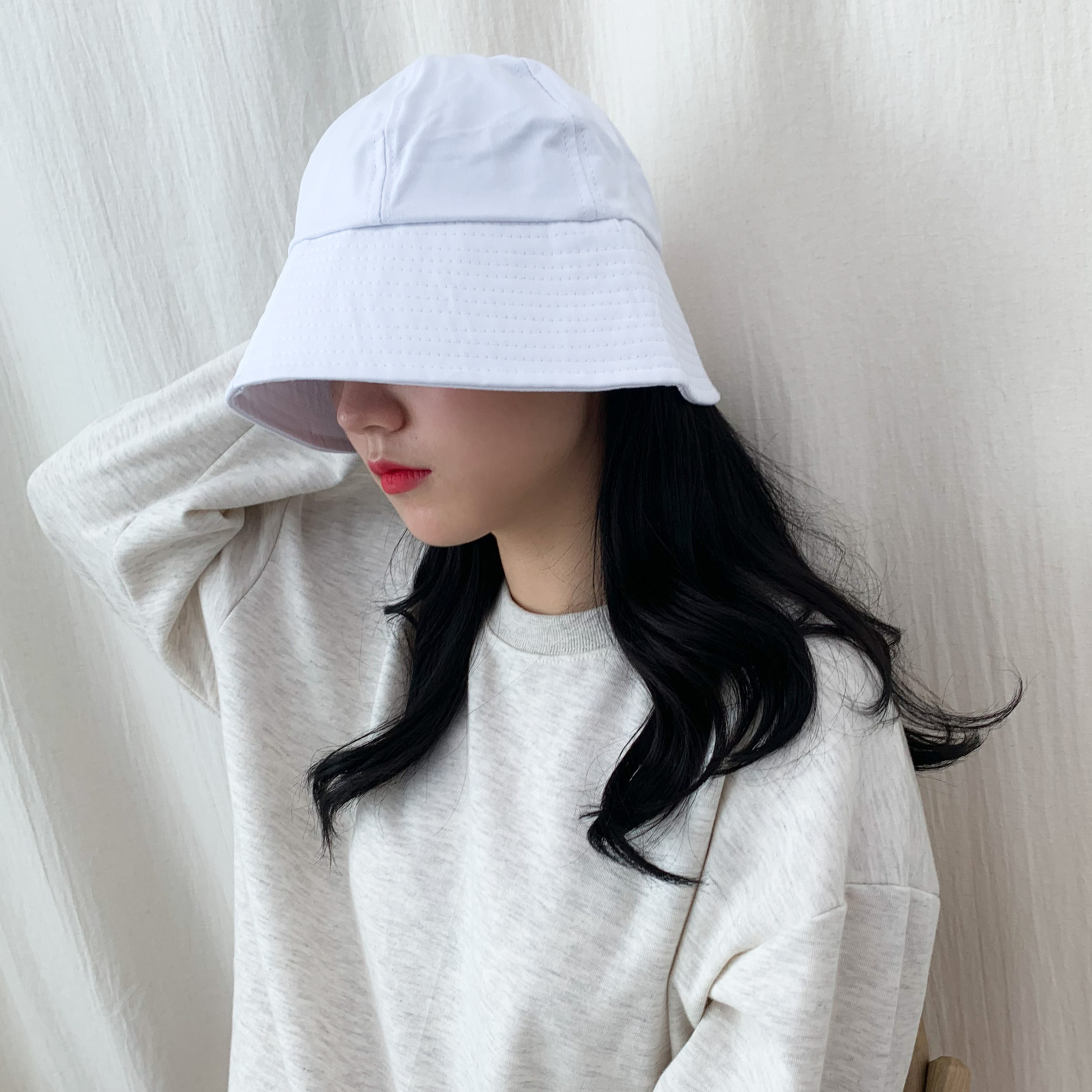 [당일출고!!/1+1] 캐주얼 둥근 버킷햇 벙거지 코튼 챙 벙거지 모자 3color 상세 이미지 28