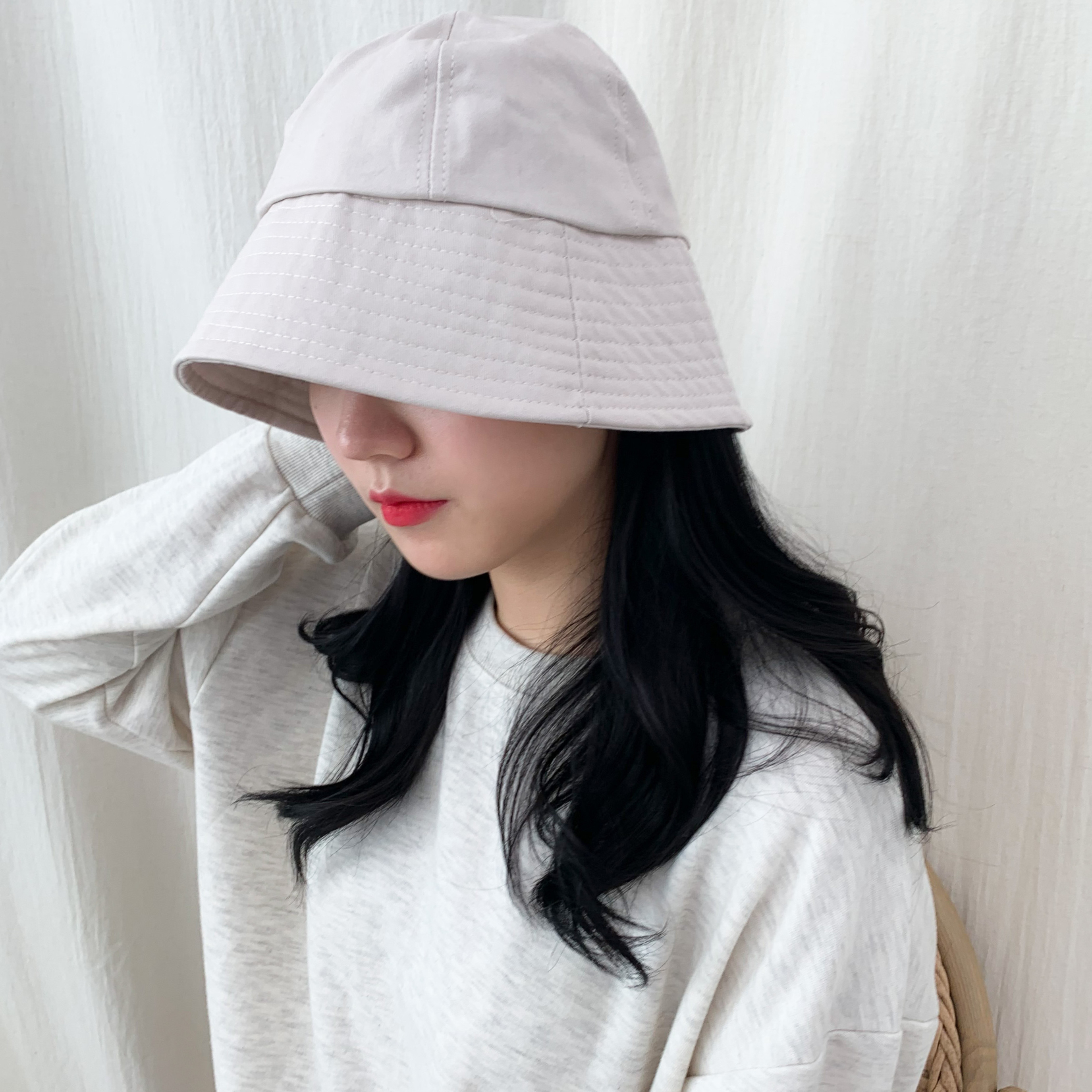 [당일출고!!/1+1] 캐주얼 둥근 버킷햇 벙거지 코튼 챙 벙거지 모자 3color 상세 이미지 23