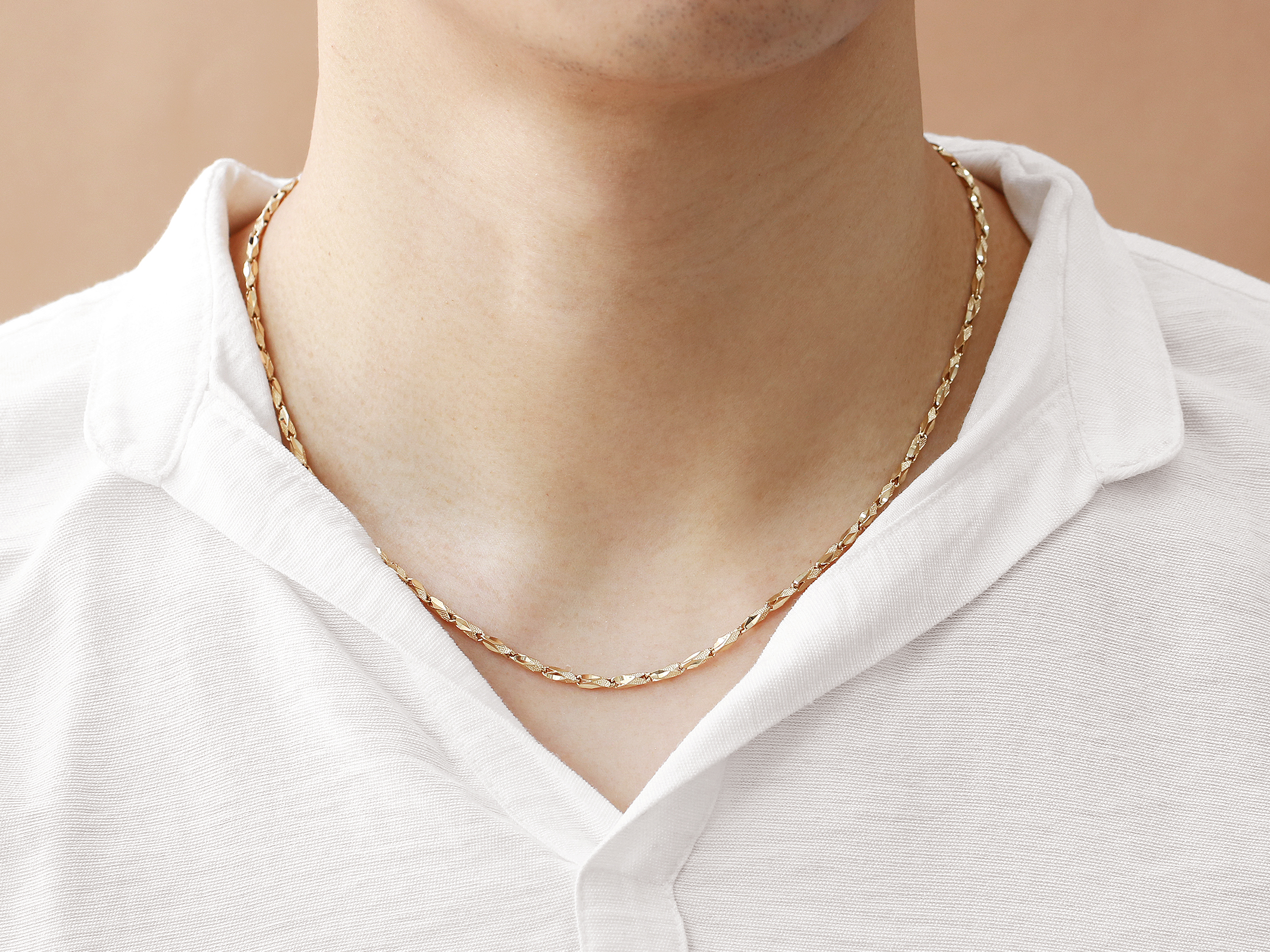 14K 18K 다이아 컷팅 남자 체인 금 목걸이 - MBMBMBMB