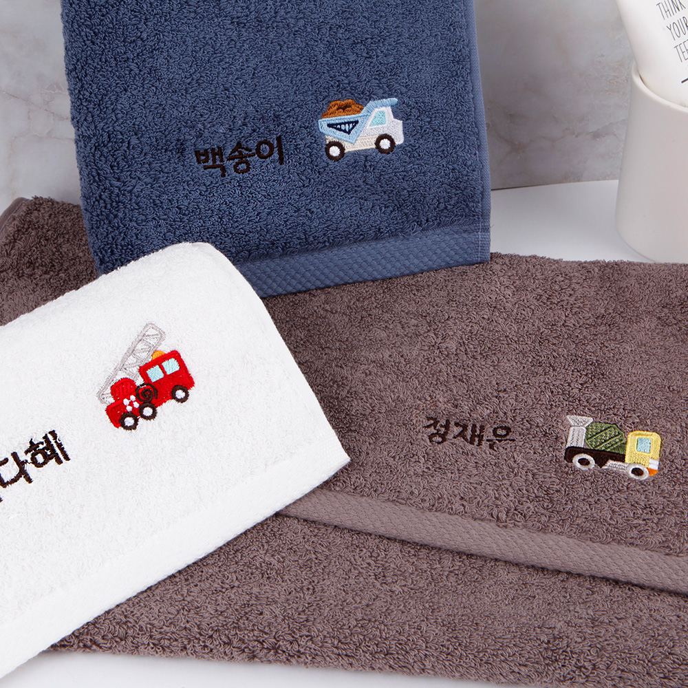 [주문제작]세면타월 송월 탈것들 01 소방차 180g White - 상세 이미지 3
