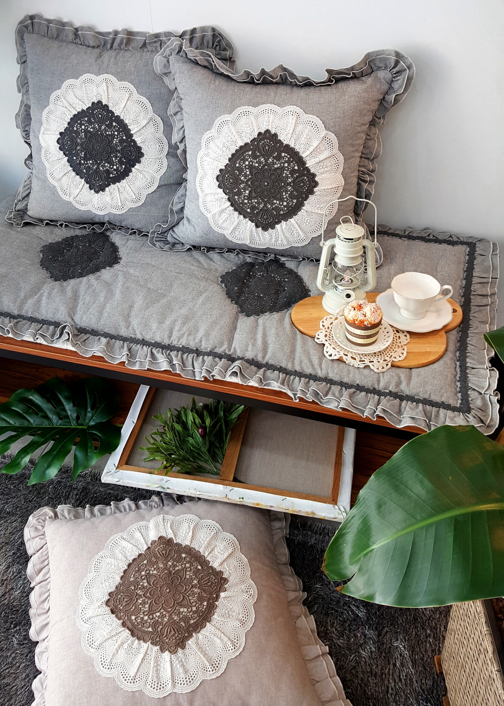 순면 프릴 쇼파패드 3인용 4인용 돌쇼파 매트 맞춤