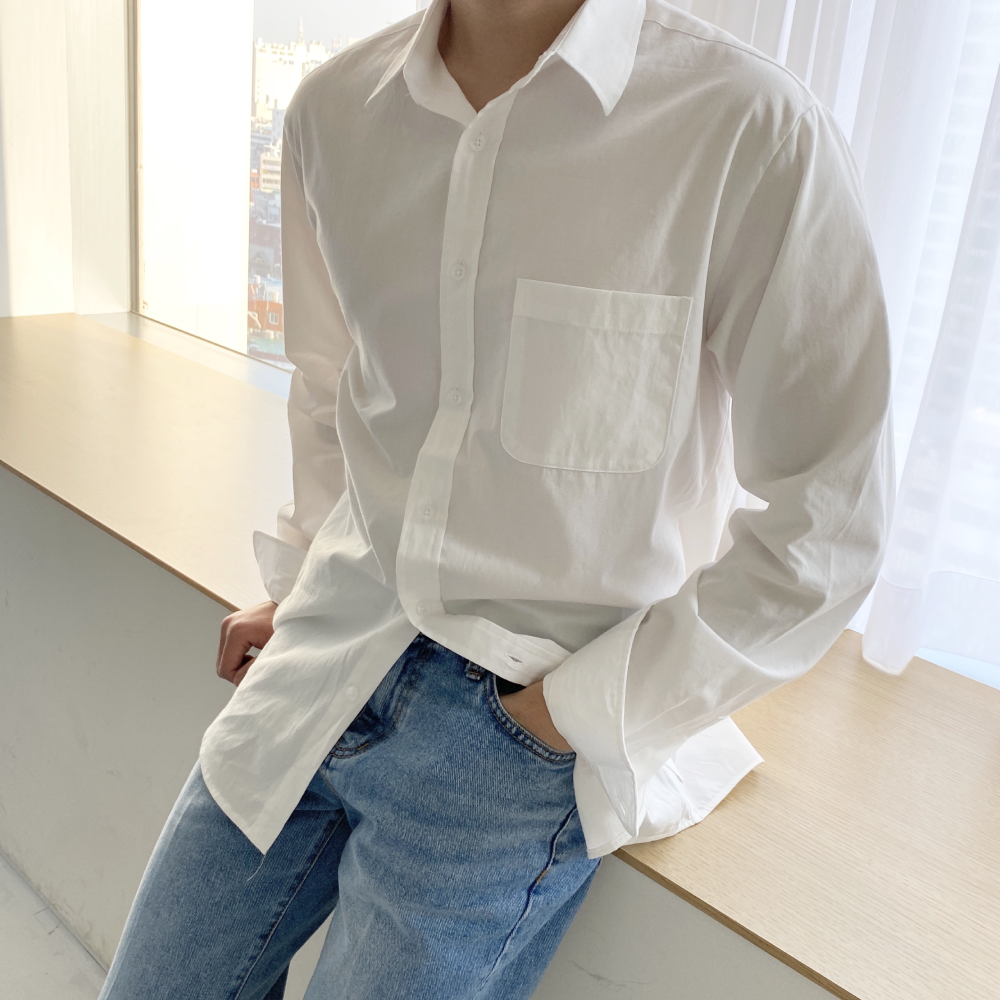 남자 봄 파스텔 흰 셔츠 남방 3color - 상품 이미지