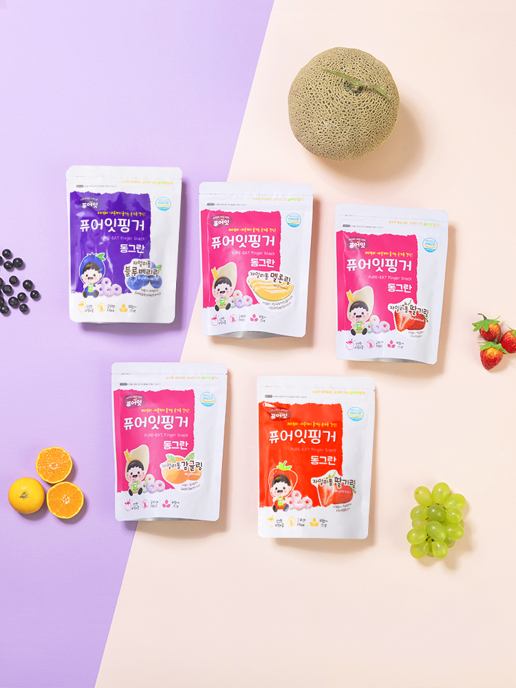퓨어잇 핑거 동그란 아이과자 자일리톨 과일링 5종세트 간식