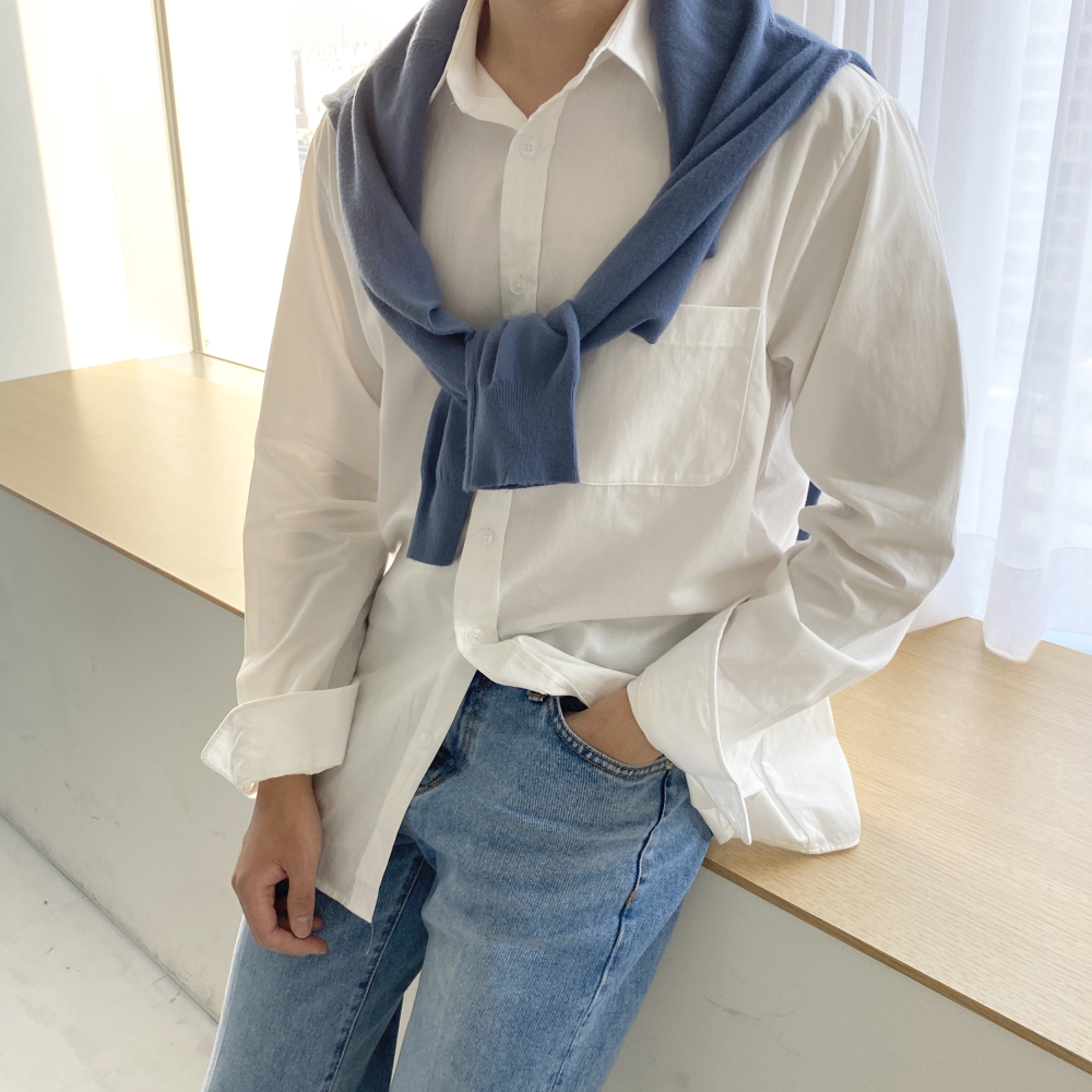 남자 봄 파스텔 흰 셔츠 남방 3color - 상세 이미지 5