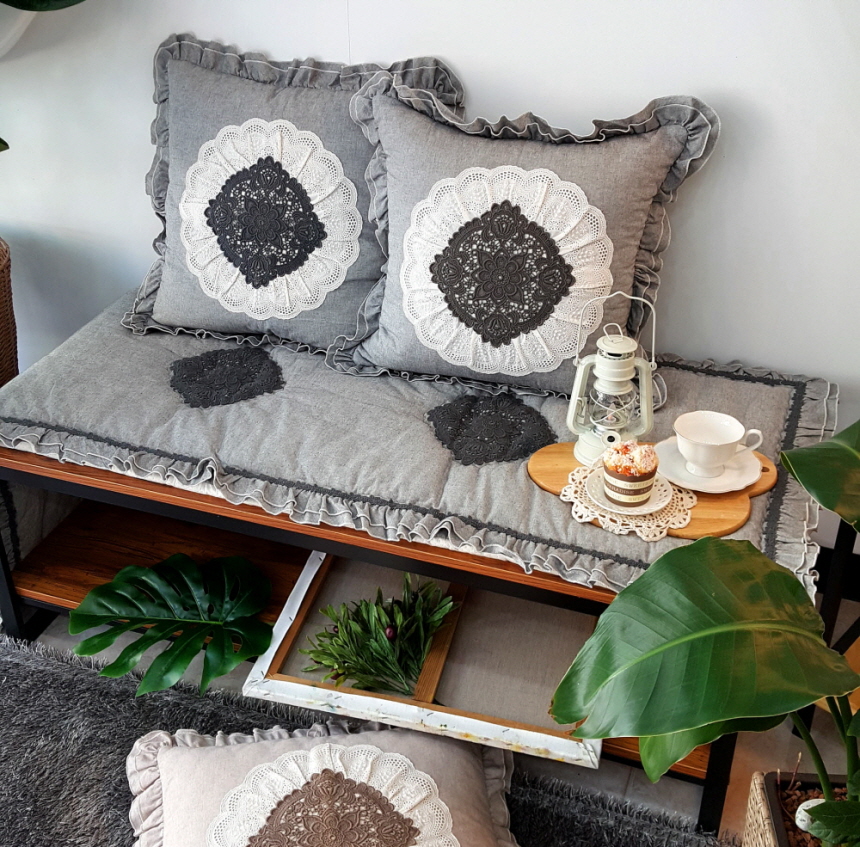 순면 프릴 쇼파 쿠션 커버 겸 방석 직사각 원형쿠션