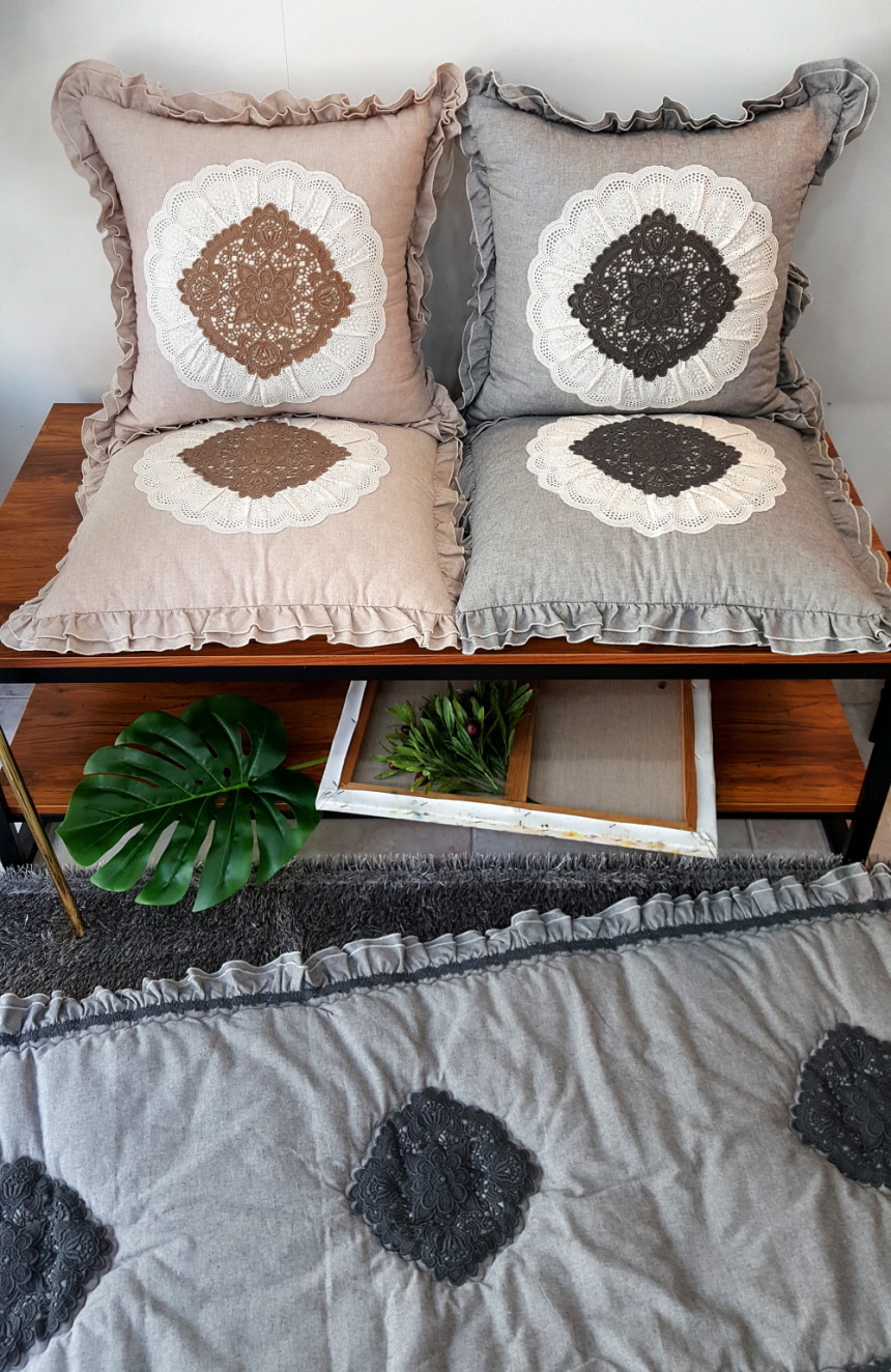 순면 프릴 쇼파 쿠션 커버 겸 방석 직사각 원형쿠션