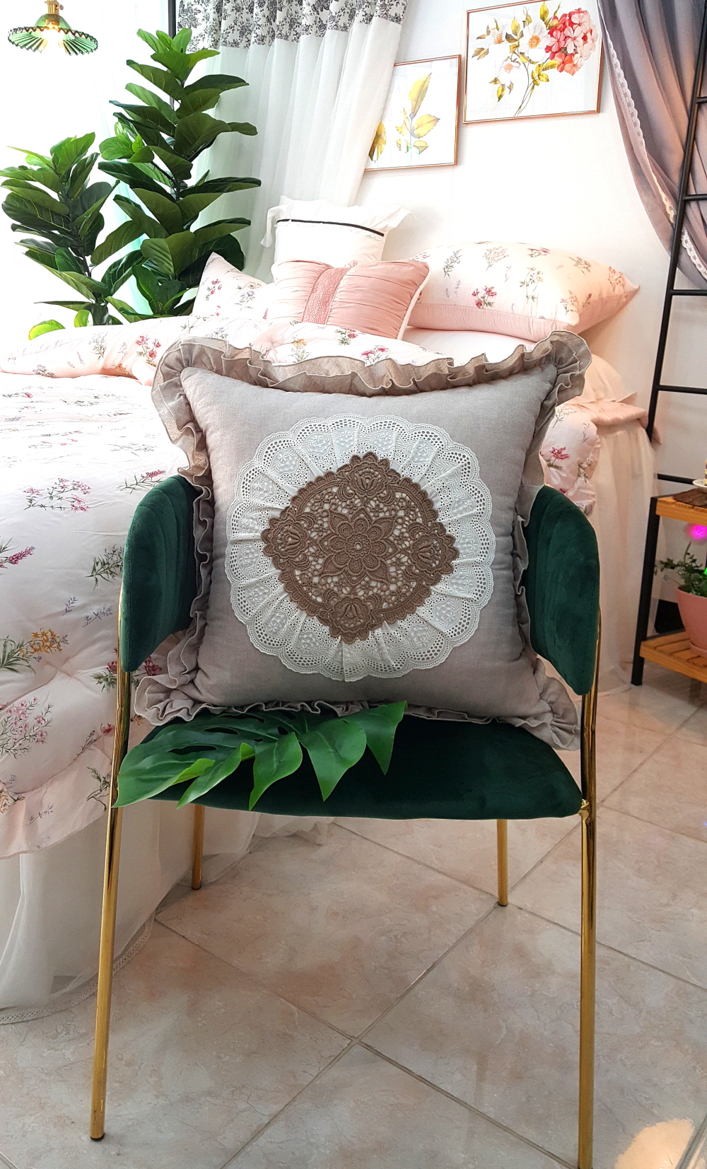 순면 프릴 쇼파 쿠션 커버 겸 방석 직사각 원형쿠션