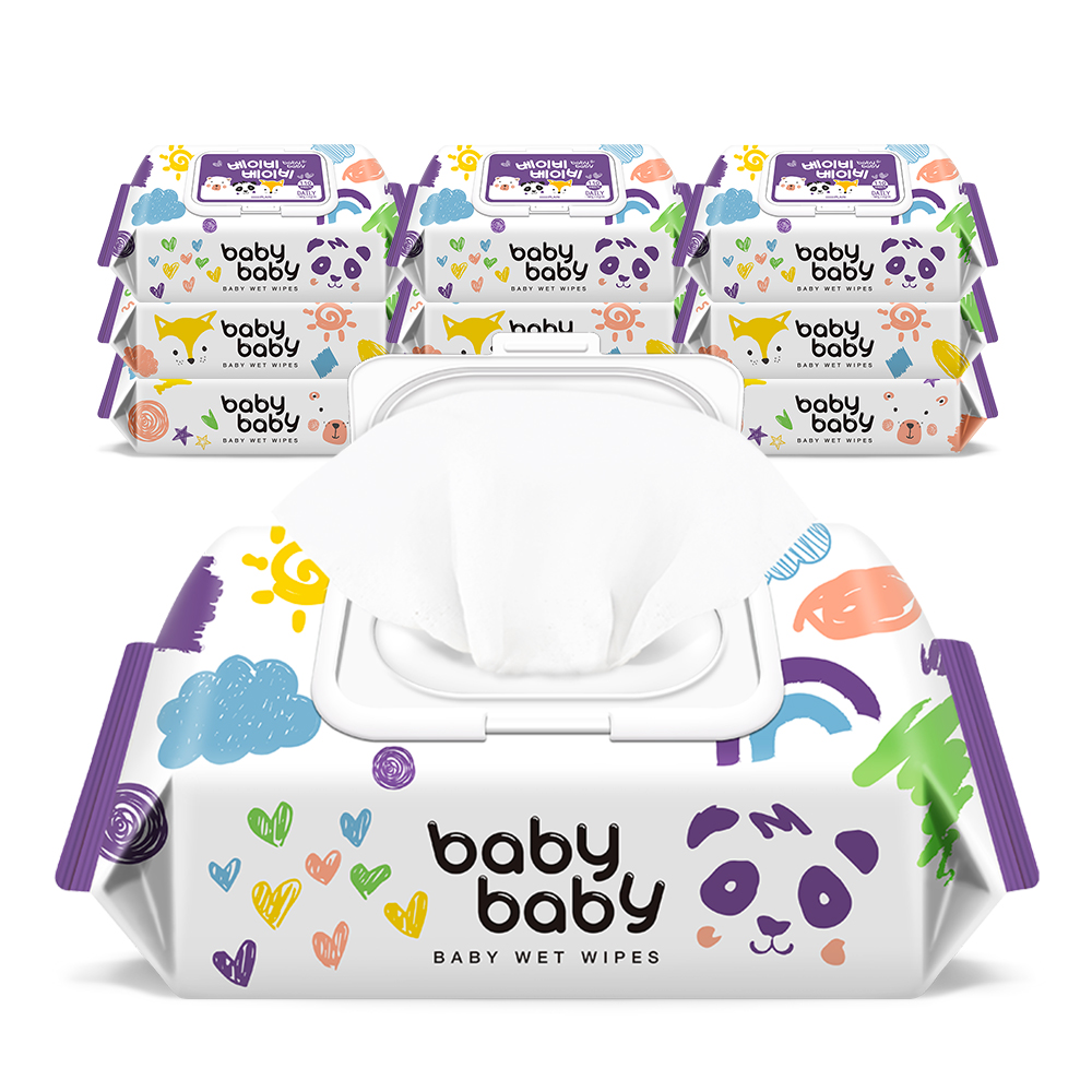 베이비베이비 데일리 대용량 캡형 아기물티슈 110매, 10개
