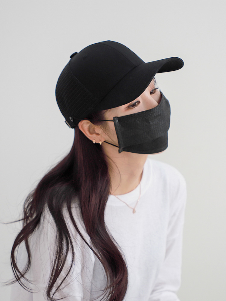 [마스크걸이모자] 블랙 메시 볼캡 마스크걸이캡 - 상세 이미지 4