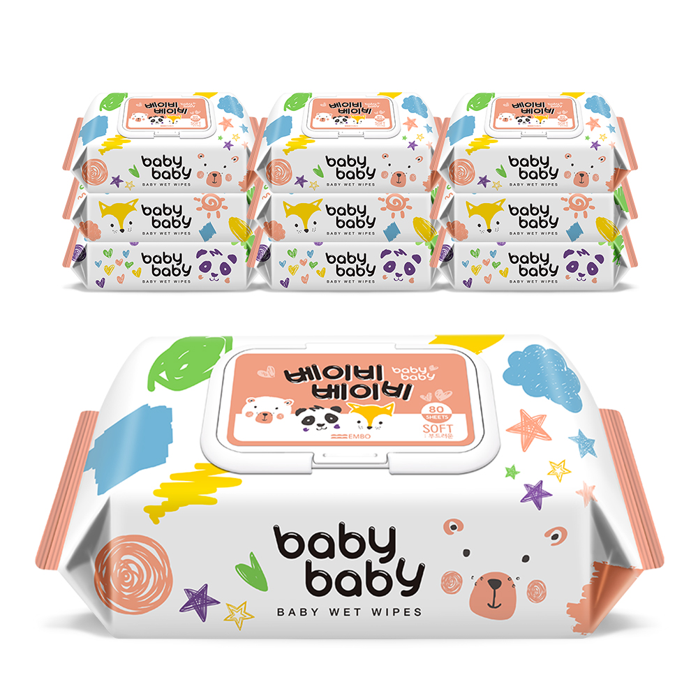 베이비베이비 아기물티슈 소프트 80매 캡형 10팩