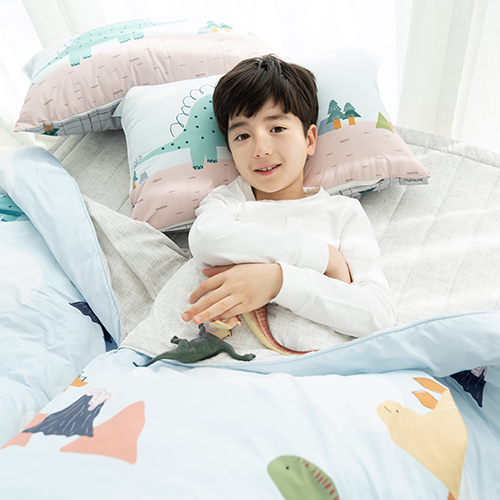 키즈 알러지 사계절 무봉제 누빔 이불커버 패드세트 디노랜드 (공룡), S.SS(싱글.슈퍼싱글겸용)