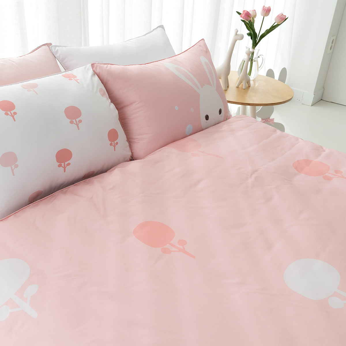 키즈 알러지 사계절 무봉제 누빔 이불커버 패드세트 에이미핑크 (토끼), S.SS(싱글.슈퍼싱글겸용)