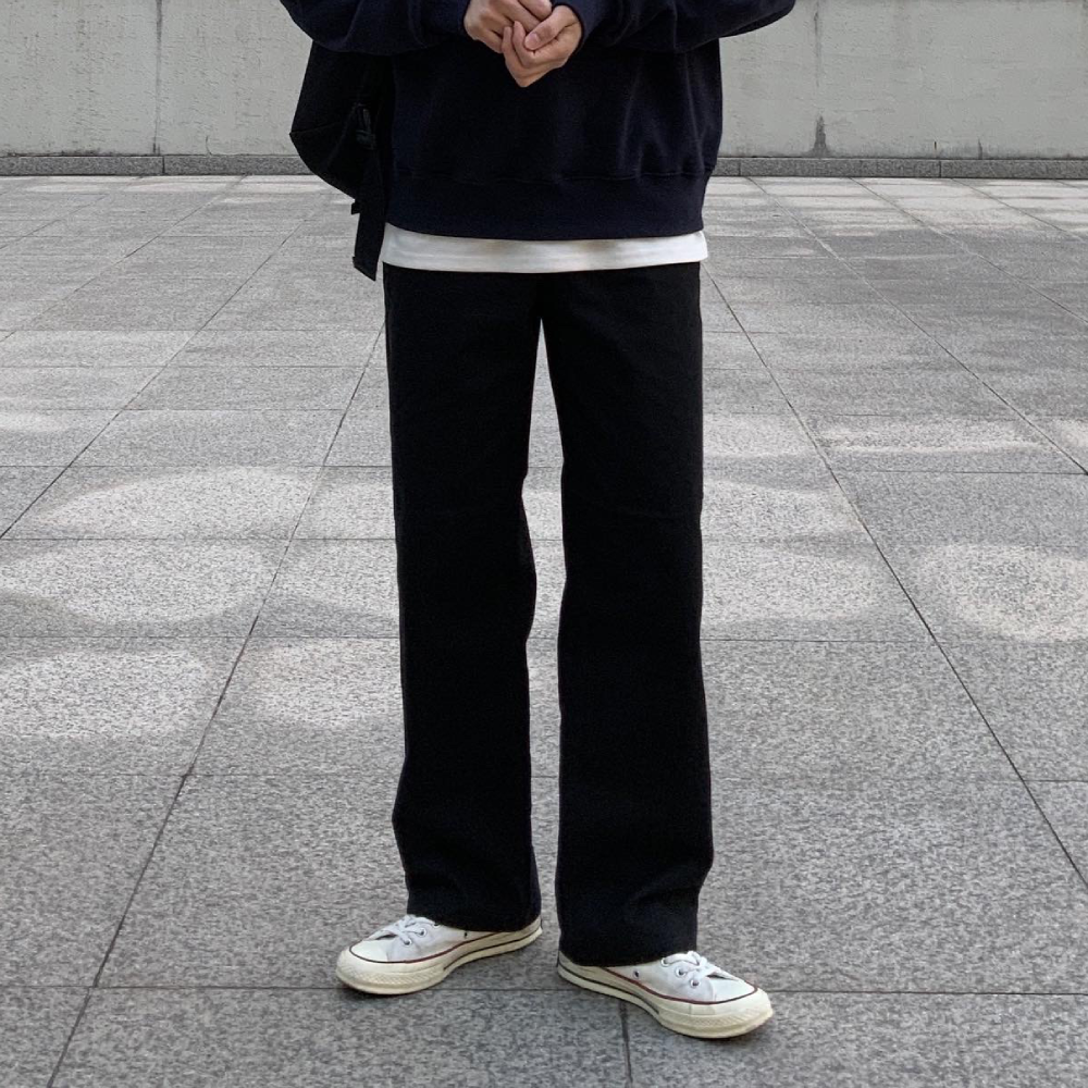 남자 롱 와이드 코튼 팬츠 면 통 바지 2color - 상품 이미지