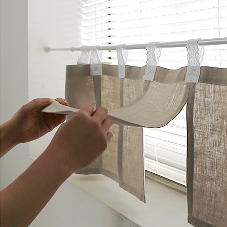 내추럴 미니 주방 바란스 작은창 선반 가리개 발란스커튼