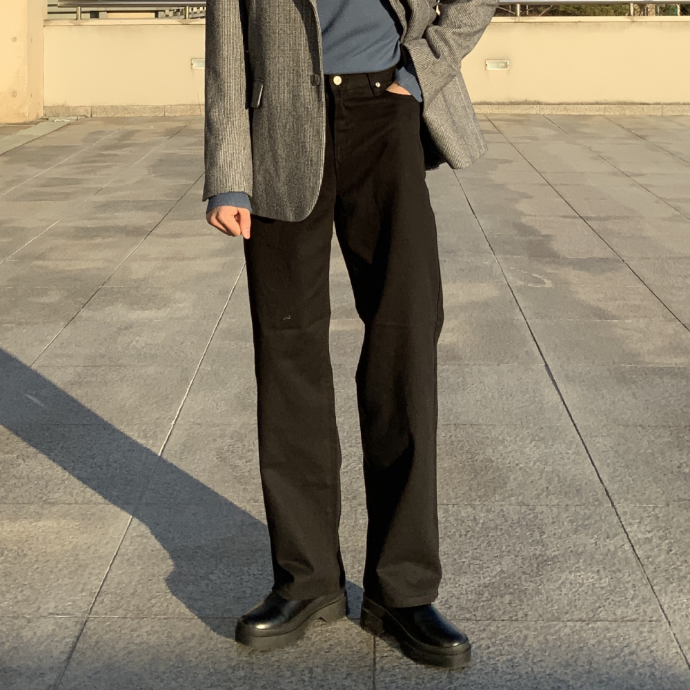 남자 롱 와이드 코튼 팬츠 면 통 바지 2color - 상세 이미지 2