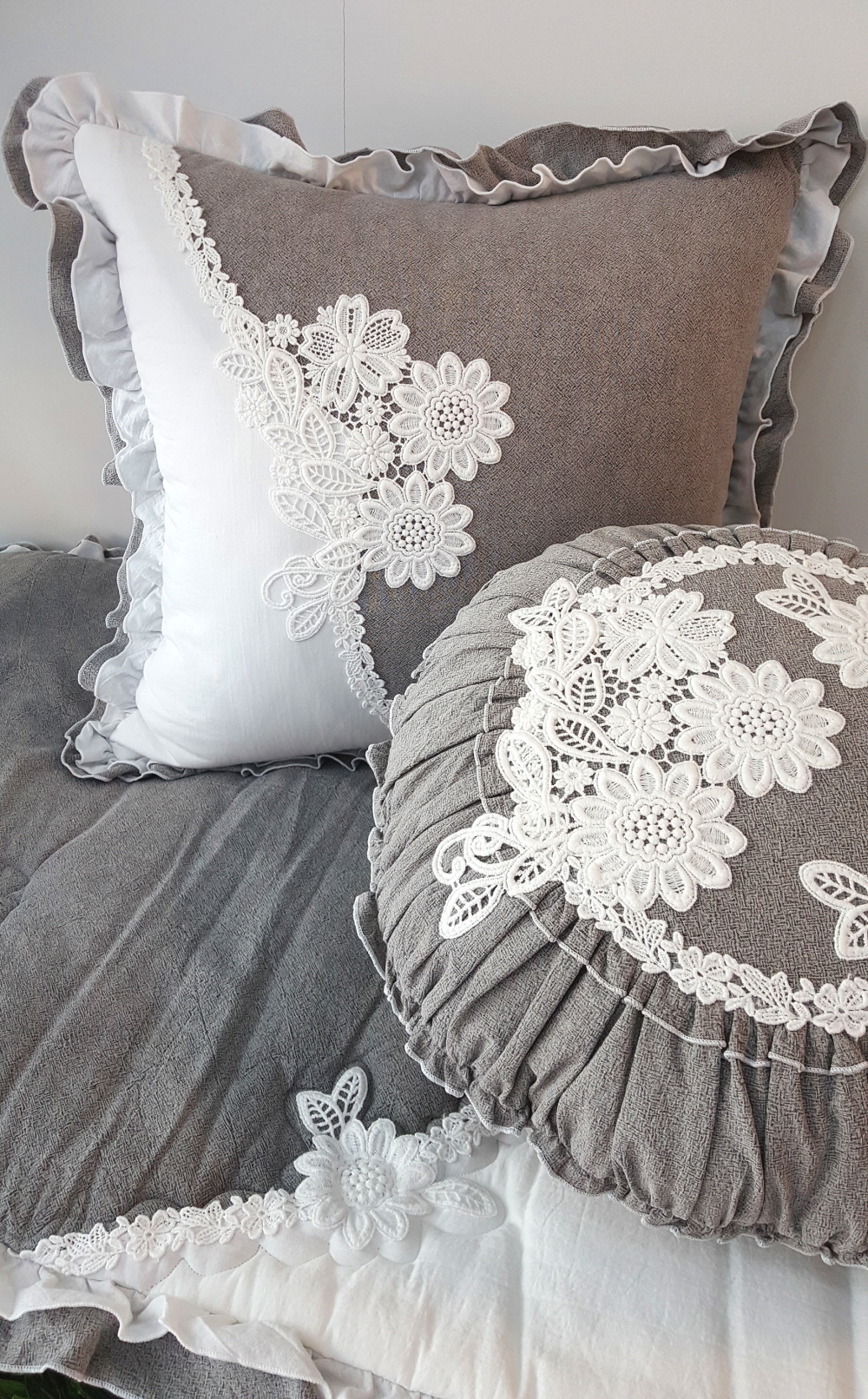 오월 프릴 플라워 순면 쇼파쿠션커버 방석