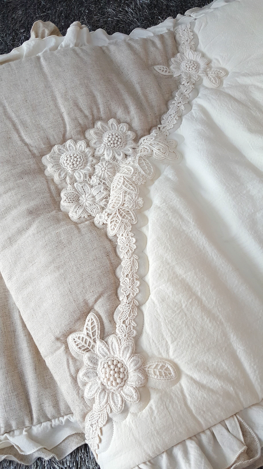 오월 프릴 플라워 순면 쇼파패드 3인용 4인용 돌쇼파 매트 맞춤