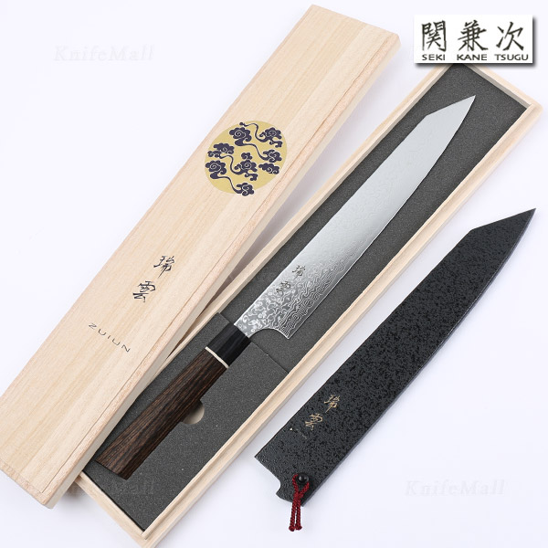 세키카네쓰구 즈이운 다마스커스 키리츠케 스지히끼 240mm+칼집 - 상품 이미지