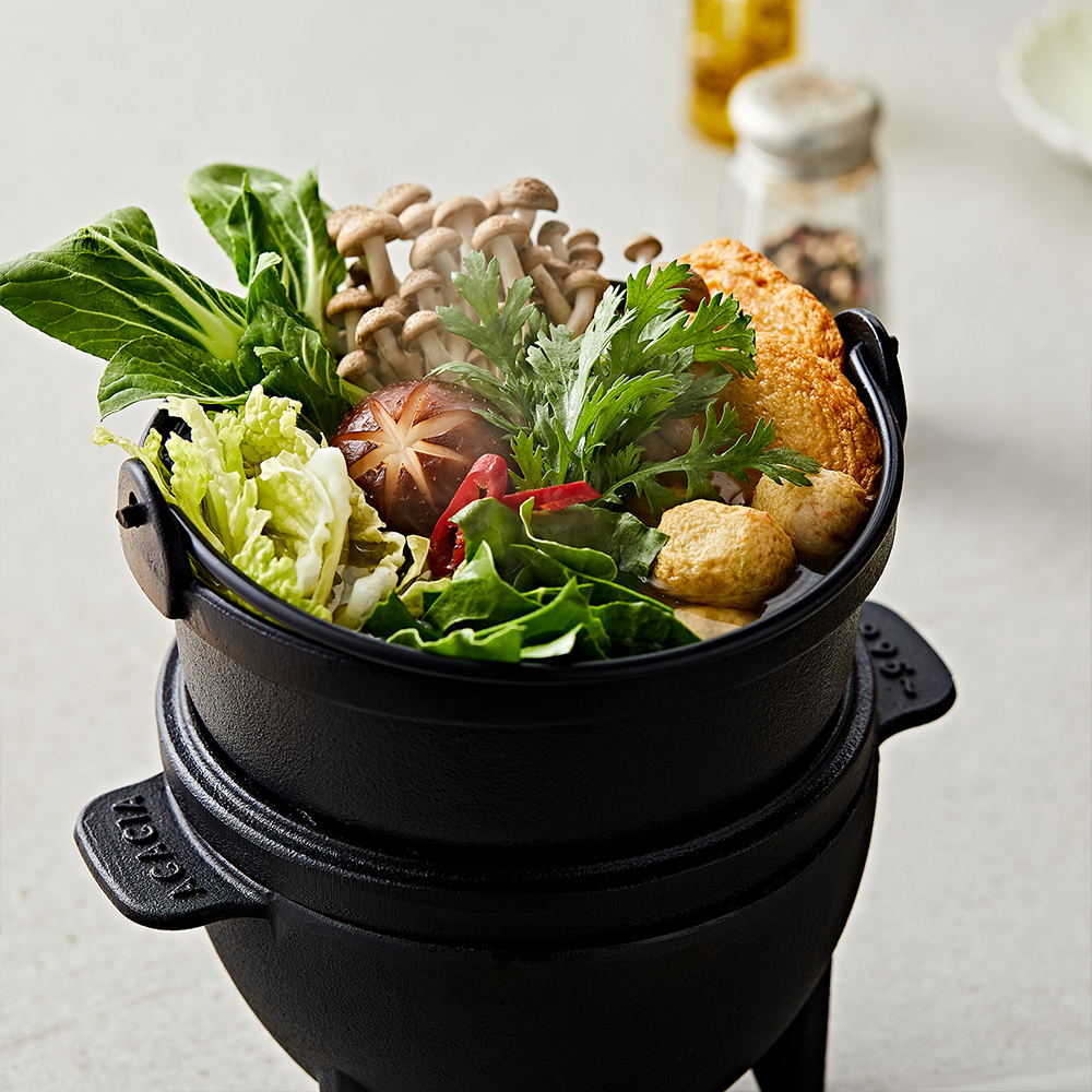 아카시아홈 무쇠주물 일본식 미니화로 구이 가정용 캠핑그릴 1인용 숯불화로 세라믹코팅