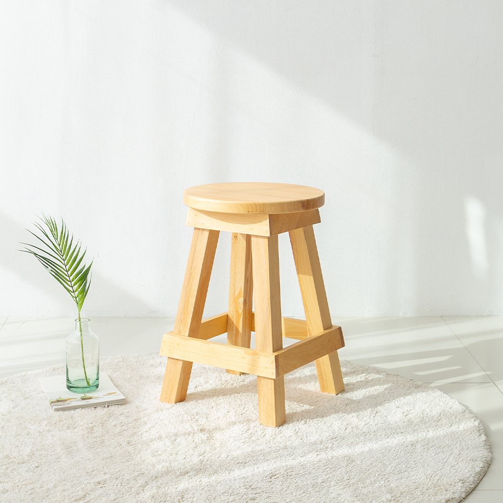 코지니아 원목 스툴의자 인테리어 식탁의자 카페 원형 1인 업소용 체어