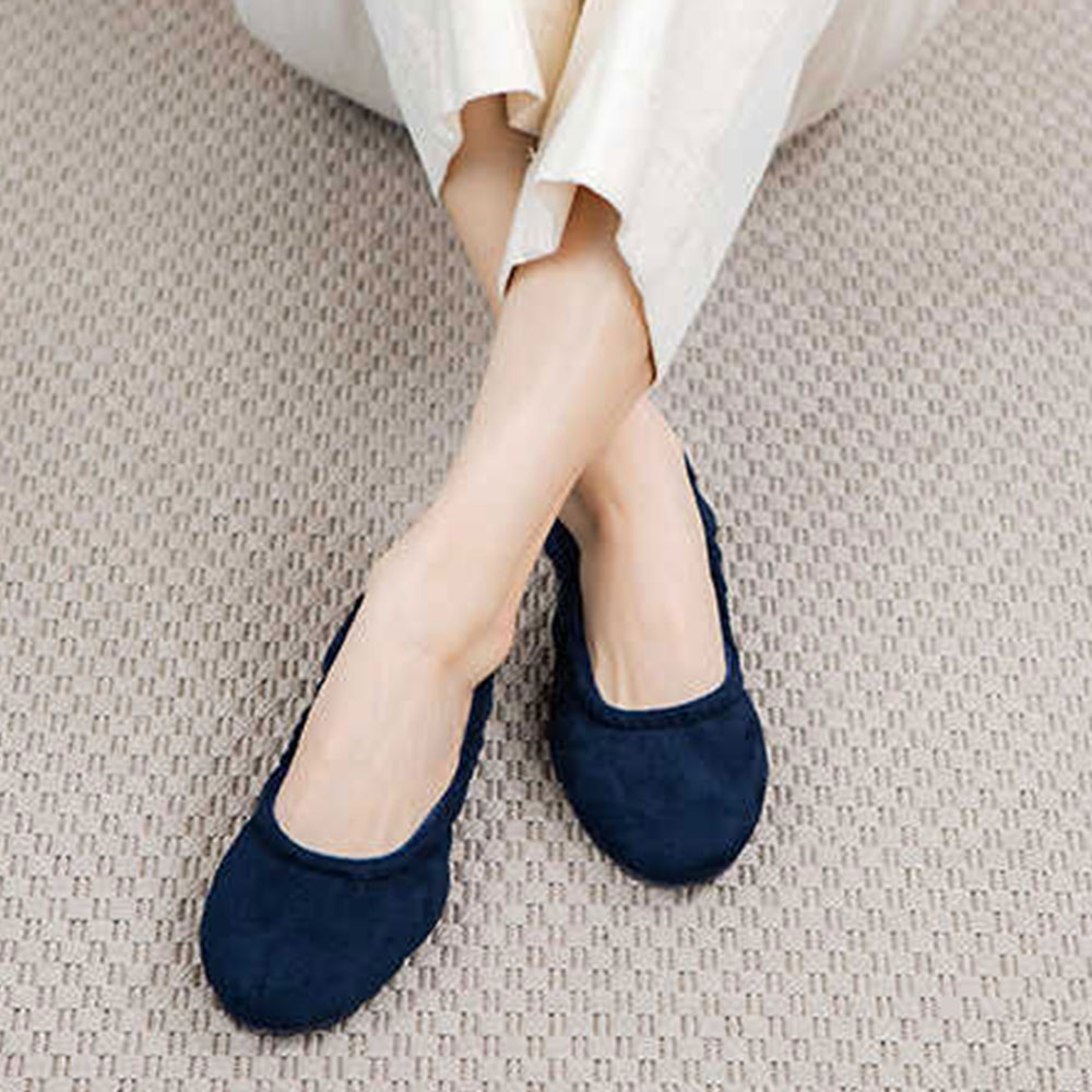 워킹마스터 요플랫슈즈 스웨이드 발편한 여성 수제화 발레리나 키높이 둥근코 플랫 슈즈