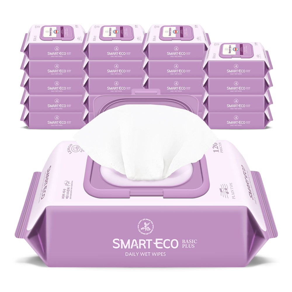 스마트에코 베이직플러스 대용량 캡형 아기물티슈 120매, 20개