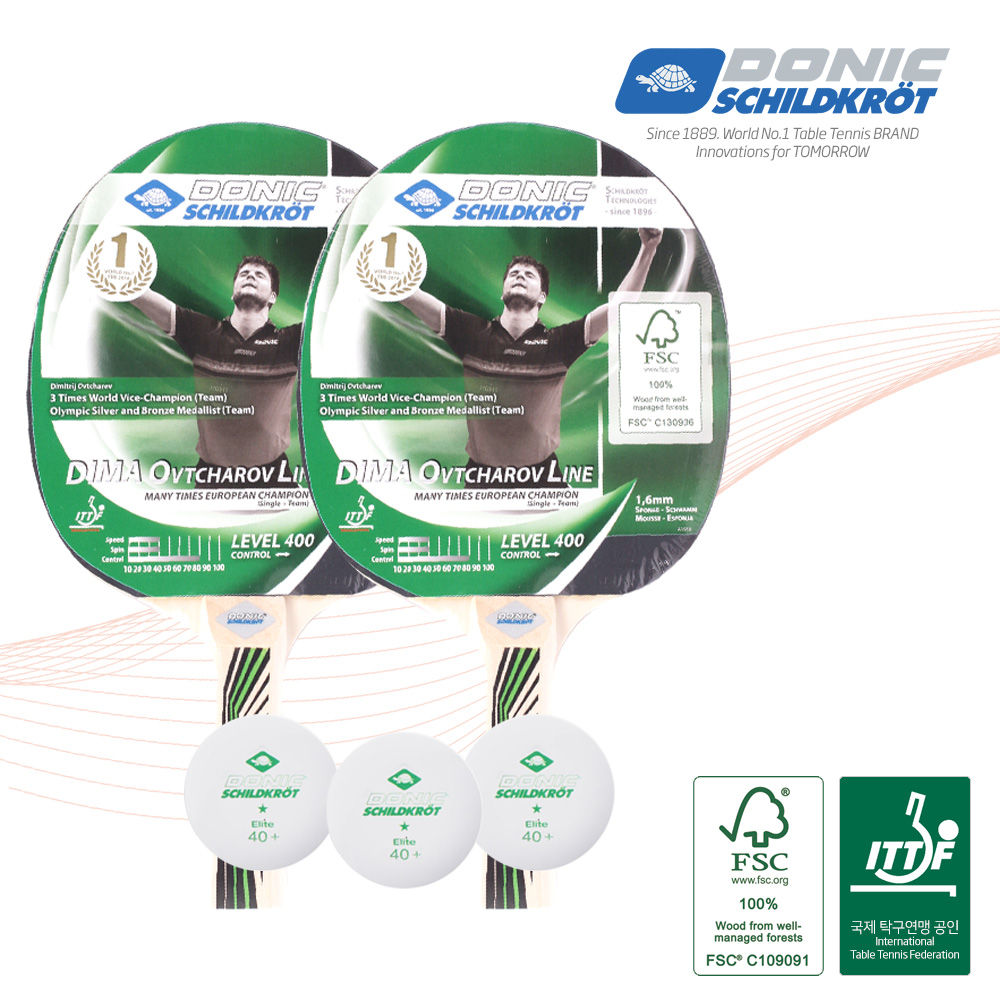 도닉 탁구라켓 옵차로브 400set 라켓2 탁구공3 쉐이크 - 메인 이미지