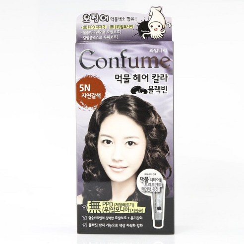 과일나라 먹물 헤어칼라 블랙빈1N 염색 약 셀프 뿌리 흰머리 부분 새치 - 상세 이미지 4