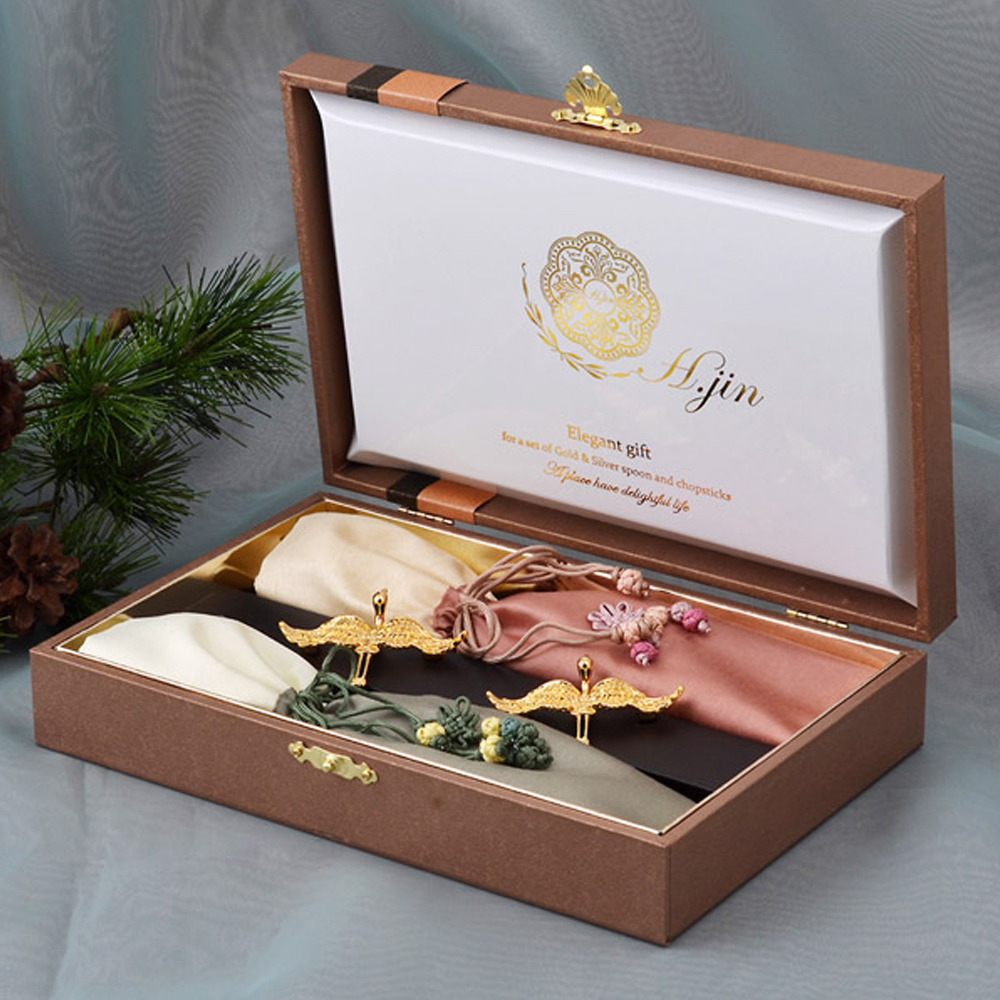 New 비단쌍학 티타늄골드 수저세트/ 부모님생신/외국인선물/ 돌잔치 칠순팔순 답례품