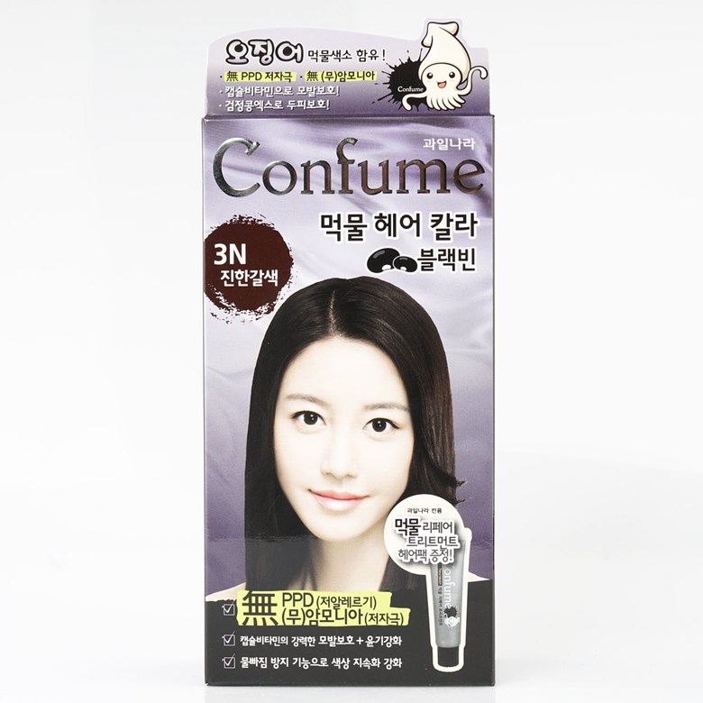과일나라 먹물 헤어칼라 블랙빈1N 염색 약 셀프 뿌리 흰머리 부분 새치 - 상세 이미지 3