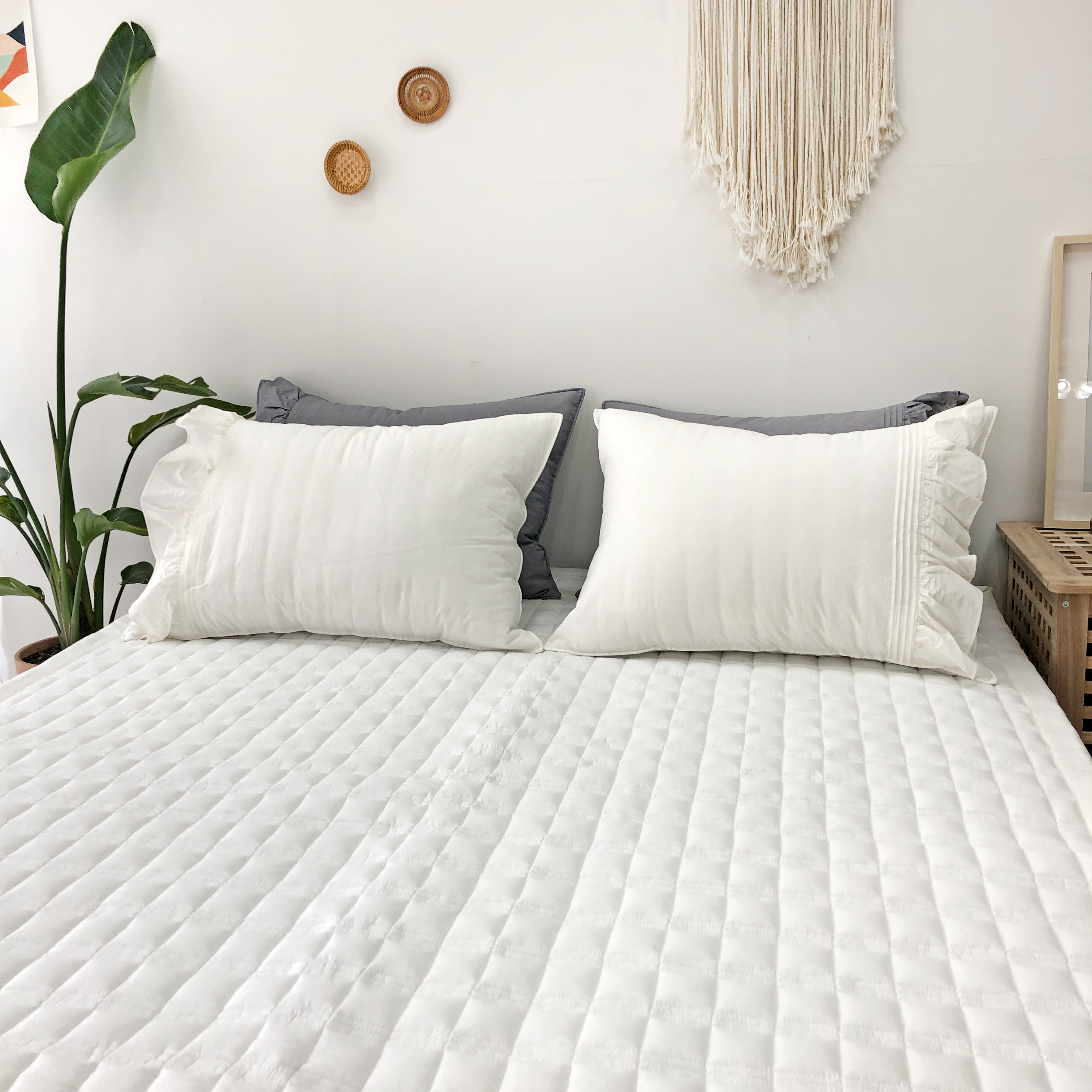 얇은 60수 피그먼트 텀블 바이오워싱 알러지케어 호텔식 순면 프릴 차렵이불 S/SS