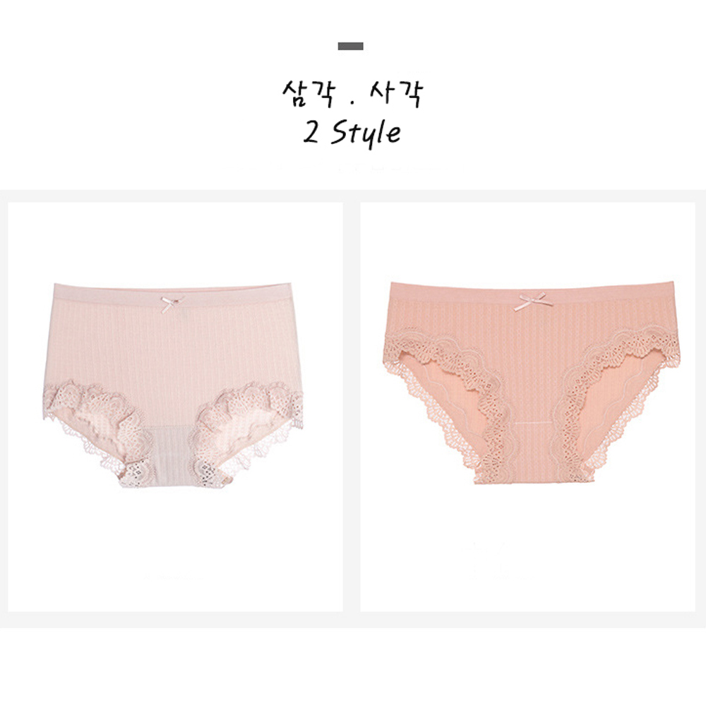 여자 사각팬티 삼각팬티 로맨틱 큐티 레이스 여성속옷 망사 노라인 모달 면팬티 - 상세 이미지 5