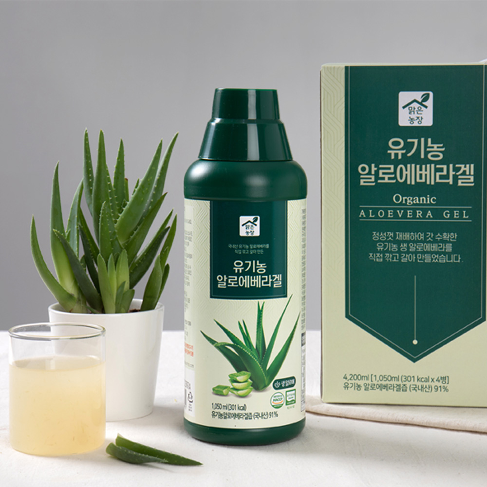 맑은농장 유기농 알로에 베라 겔 세트 1050ml x 4개입 먹는 알로에 - 상세 이미지 2
