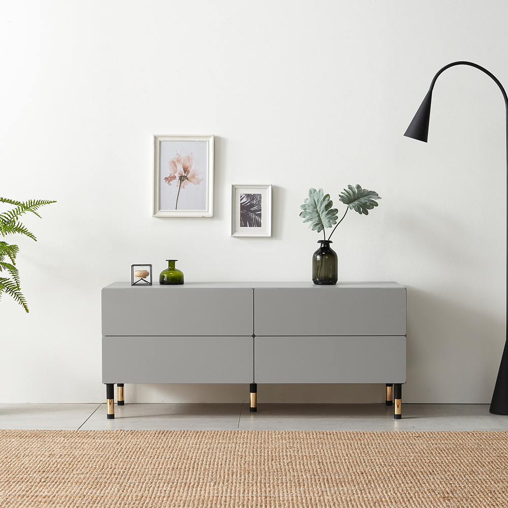 스코나 키링턴 2단 서랍 거실장 다리형 TV장 1200mm, 그레이